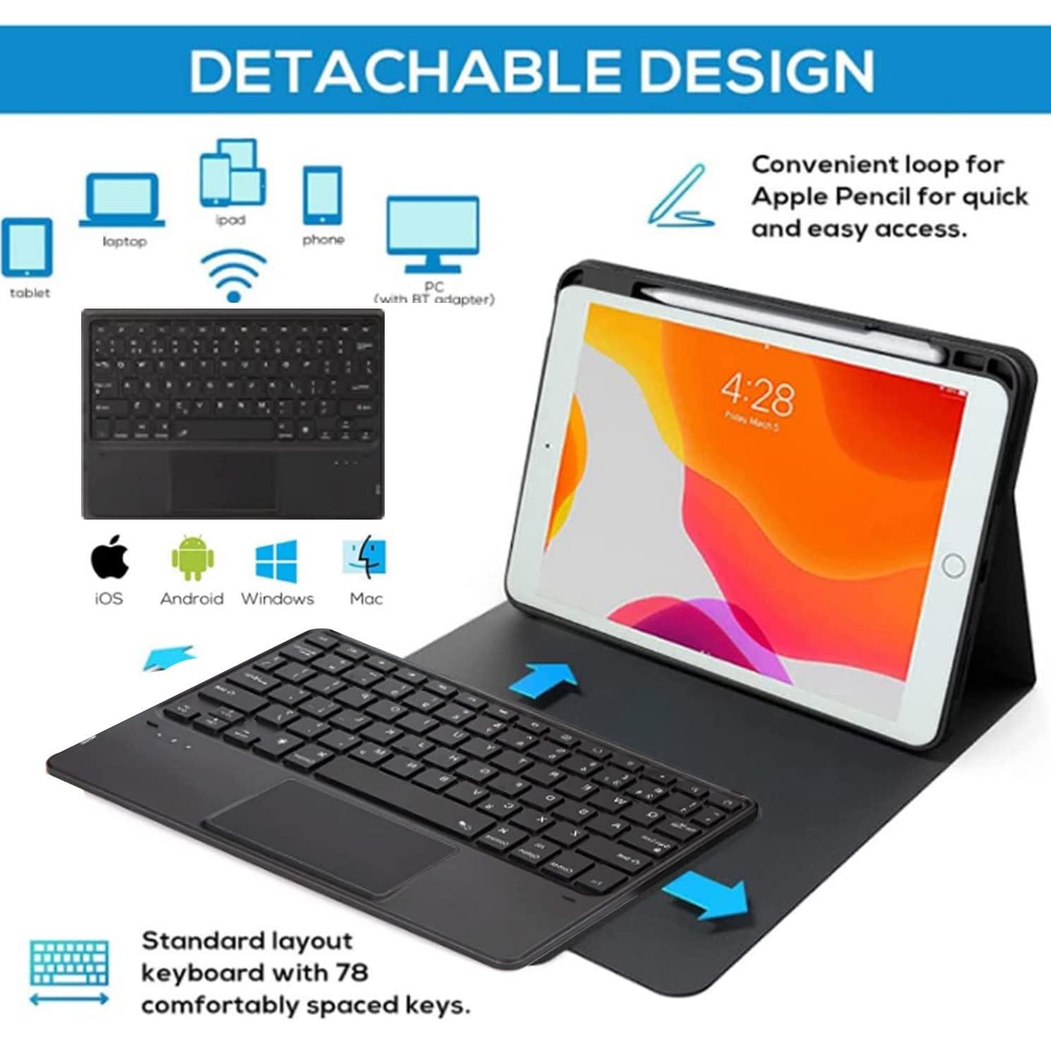 QYiiD QYiiD iPad Mini Touchpad Keyboard Case Compatible with iPad Mini 5/4/3/2/1, Magnetically Detachable Backlit Keyboard, Smart Folio with Pencil Holder for iPad Mini 5/Mini 4, Pink