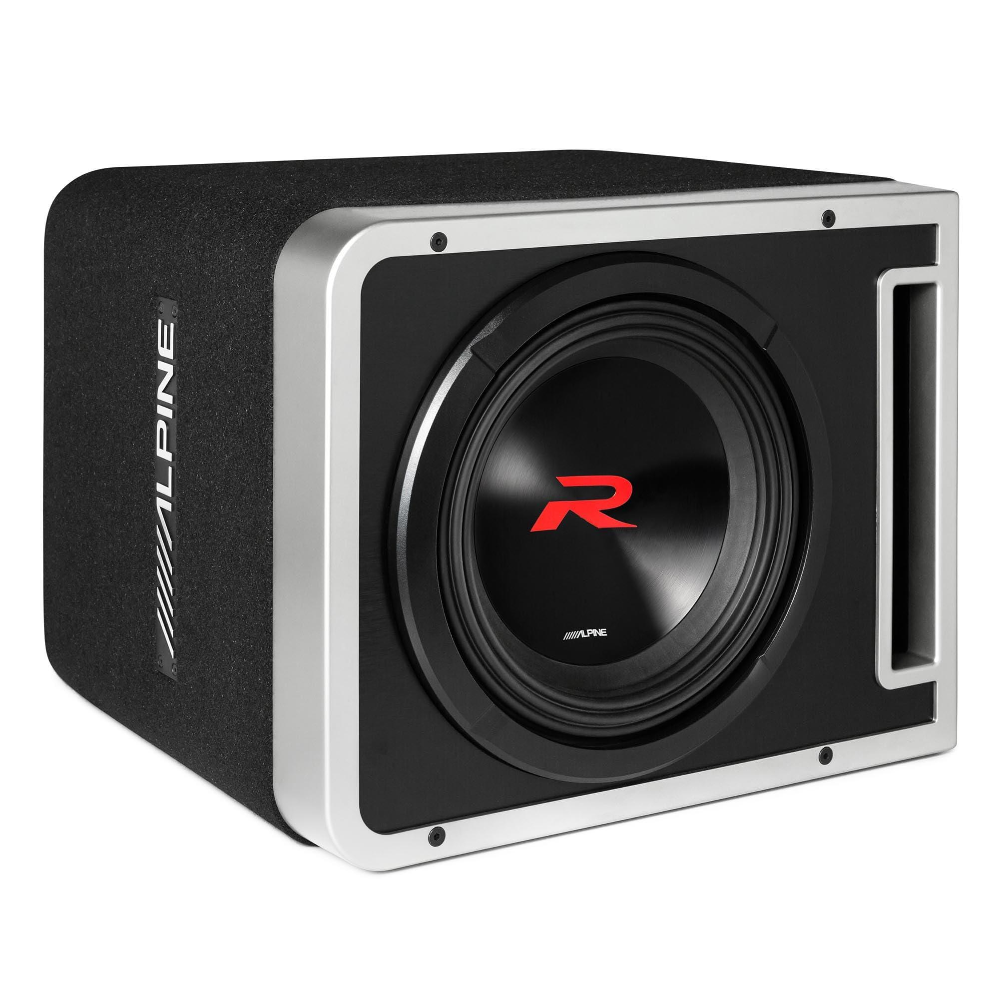 Alpine Alpine (2) R2-SB10V 10-inch R-Series Halo Preloaded Sub Enclosure Including ProLink w/ R2-A150M Amp, Rux Knob Bundle