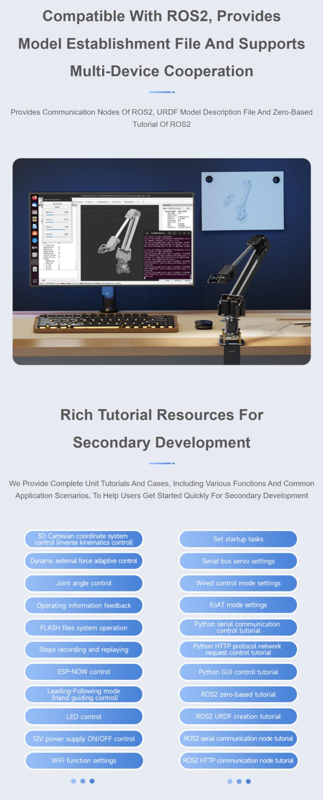 TUOPUONE High-Torque Serial Bus Servo Desktop Robotic Arm Kit Based On ESP32 4-DOF Supports Flexible Expansion and Secondary Development