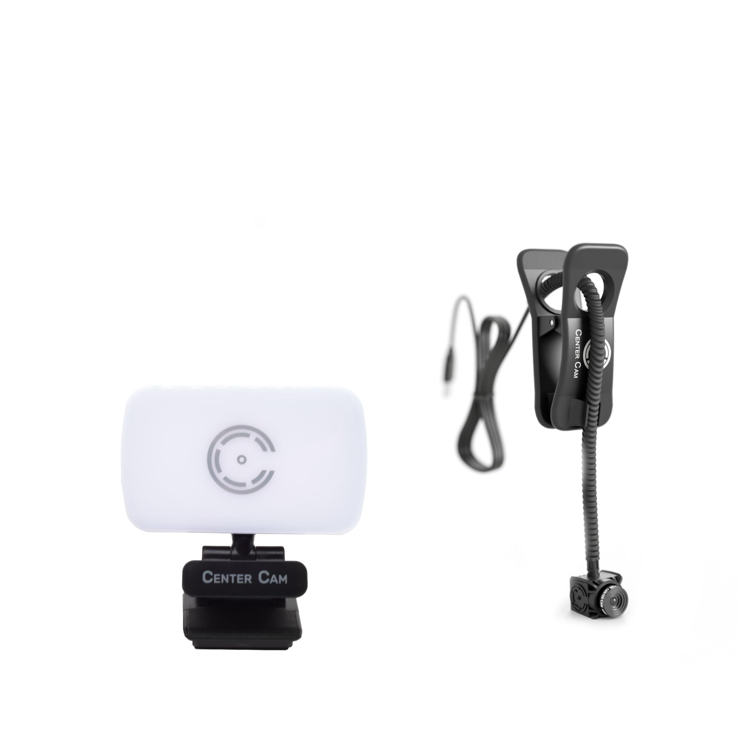 CC CENTER CAM Center Cam Deluxe Package - Middle-Screen HD 1080p Webcam, LED Ring Light, Carrying Case, Conference Lighting Kit for Zoom Meetings and Video Calls