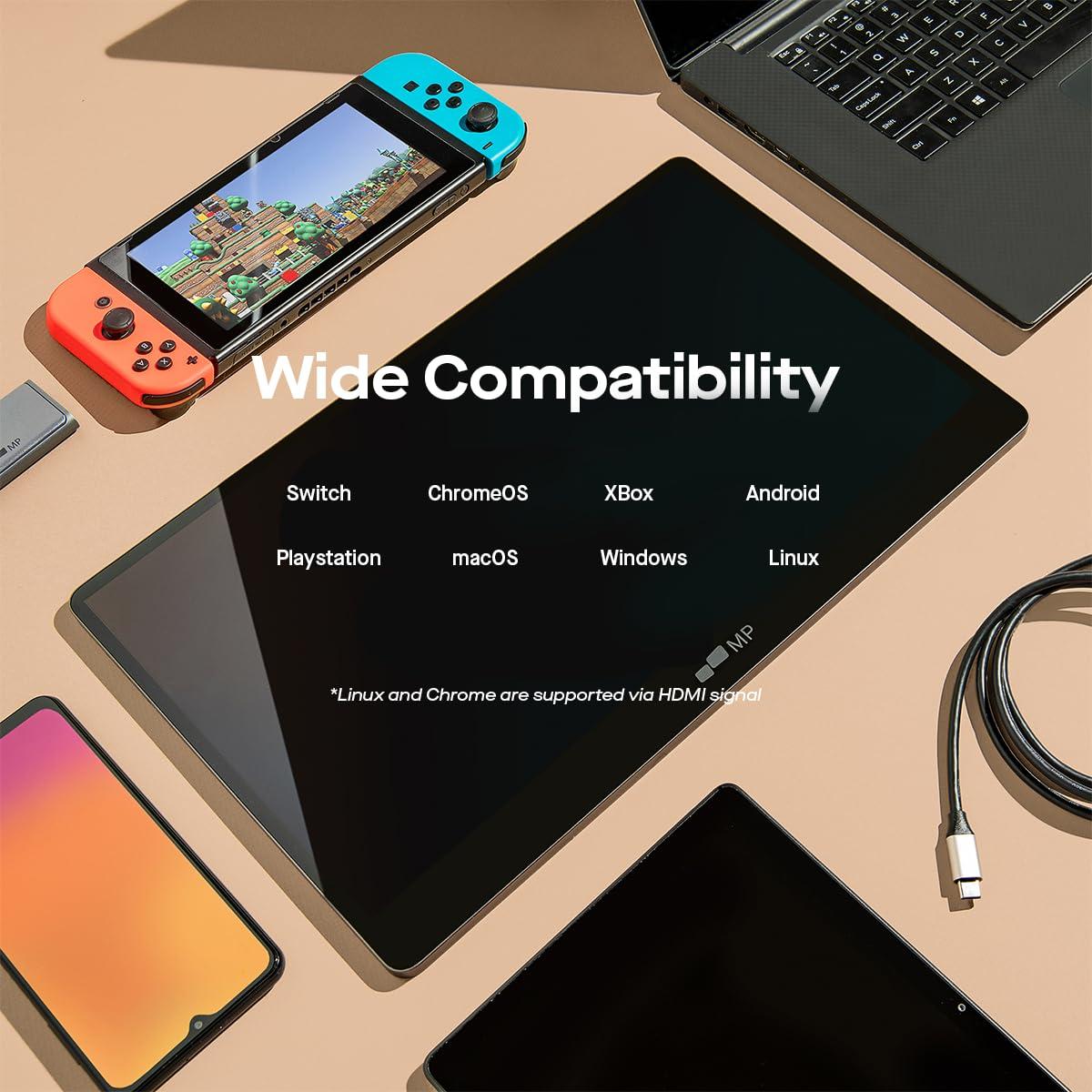 MP MP Mobile Pixels New Glance Plus 15.6'' OLED Portable Monitor, 1MS 100000:1 Laptop Screen Extender with Dual Speakers, Plug & Play, Windows/macOS/Switch/Android, Included Protective Cover Waterproof