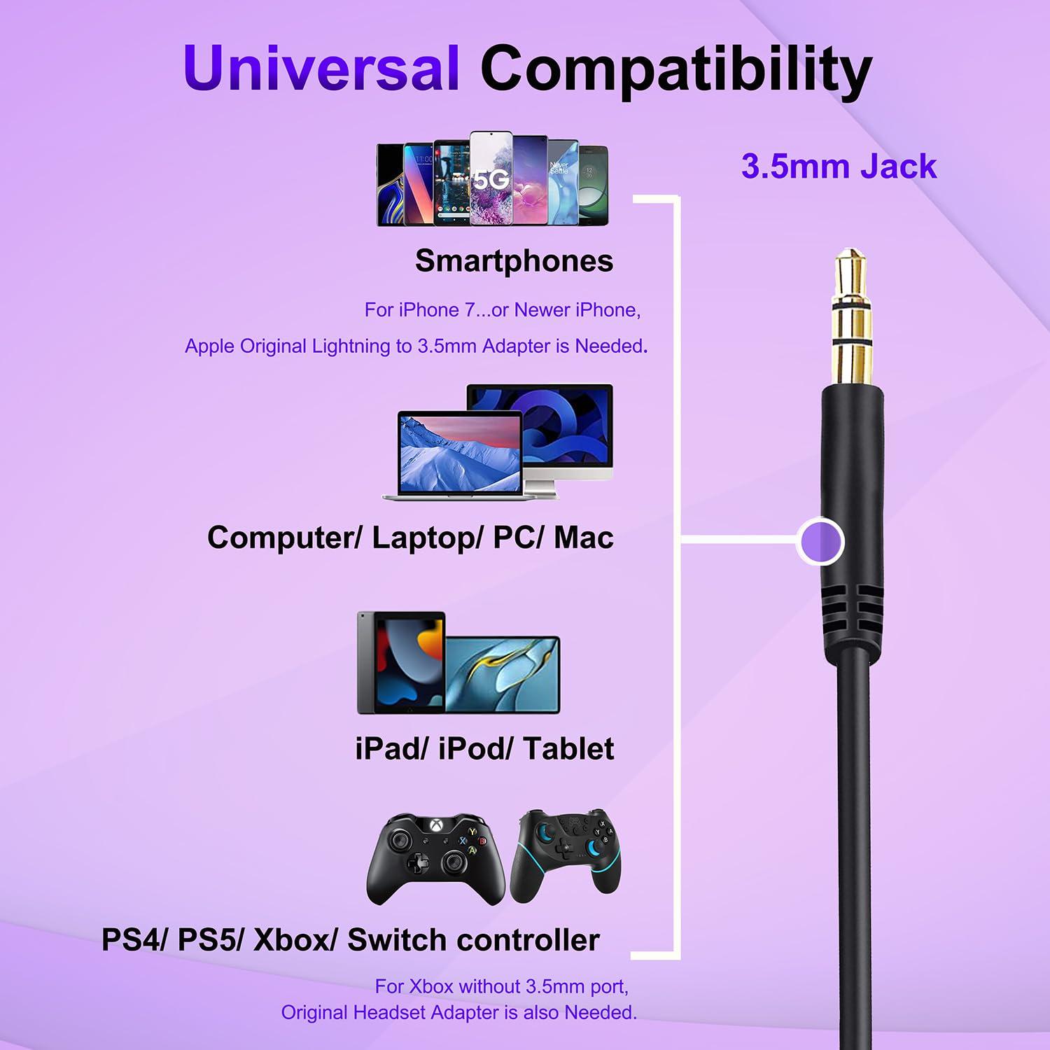 Callez Replacement Audio Cable Cord for Bose Headphones Aux Wire 3.5mm to 2.5mm Compatible with Bose 700 Quietcomfort 25 QC25 35 QC35 QC35II 45 QC45 JBL Tune 710BT 660NC 760NC Headphones (No Mic)