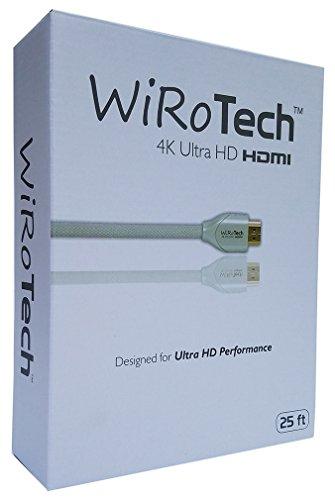 WiRoTech WiRoTech HDMI Cable 4K Ultra HD with Braided Cable, HDMI 2.0 18Gbps, Supports 4K 60Hz, Chroma 4 4 4, Dolby Vision, HDR10, ARC, HDCP2.2 (25 Feet, White)