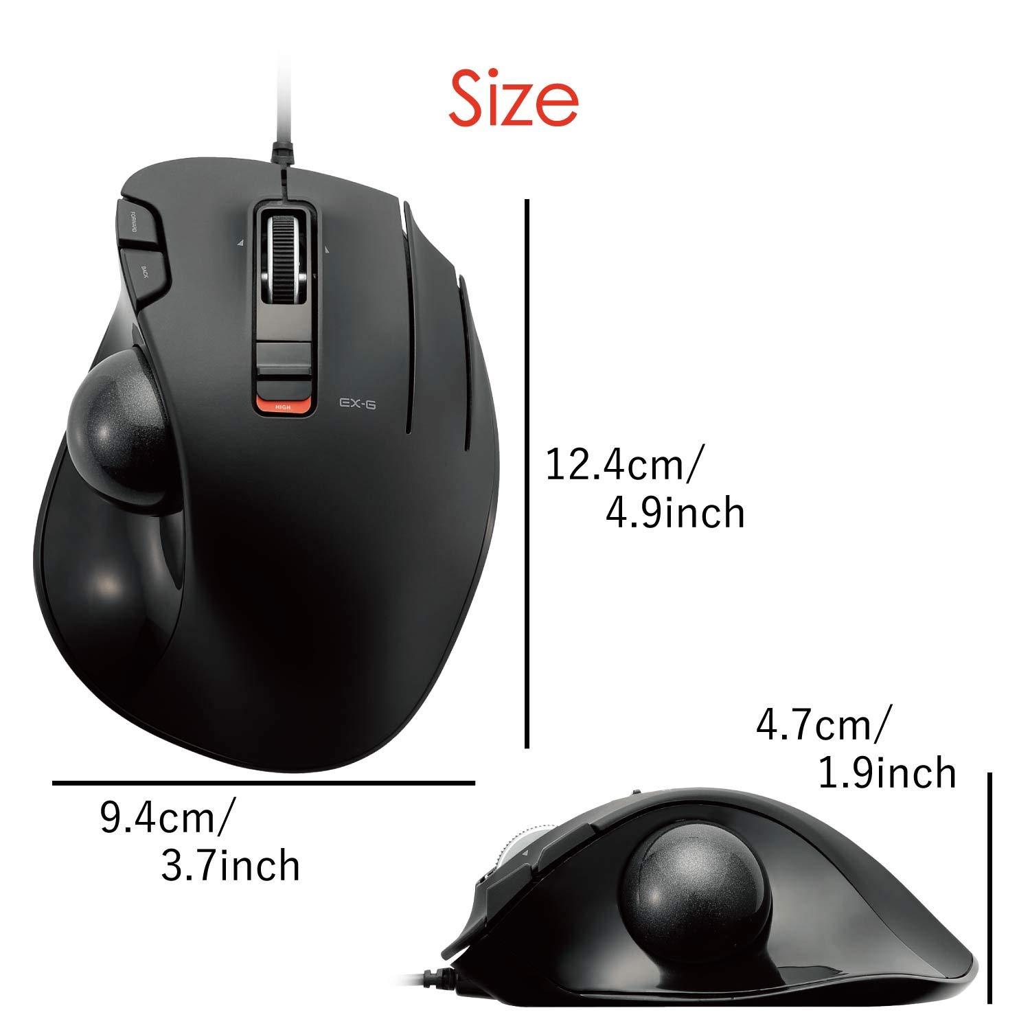ELECOM ELECOM EX-G Wired Trackball Mouse, Ergonomic, Thumb Control, Smooth Tracking Roller Ball, 6 Programmable Buttons, Tilt Scroll Computer Mice for PC Mac