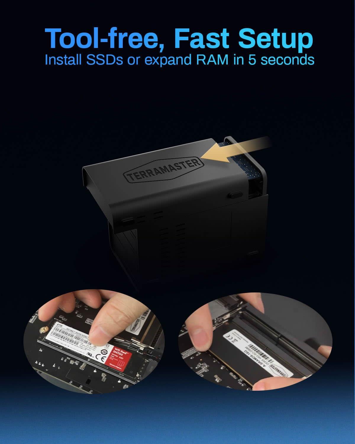 TERRAMASTER TERRAMASTER F4-424 Max NAS Storage - 4Bay Core i5 1235U 10-Cores 12-Threads, 8GB DDR5 RAM, Dual 10GbE Ports, Network Attached Storage Peak Performance for Business (Diskless)