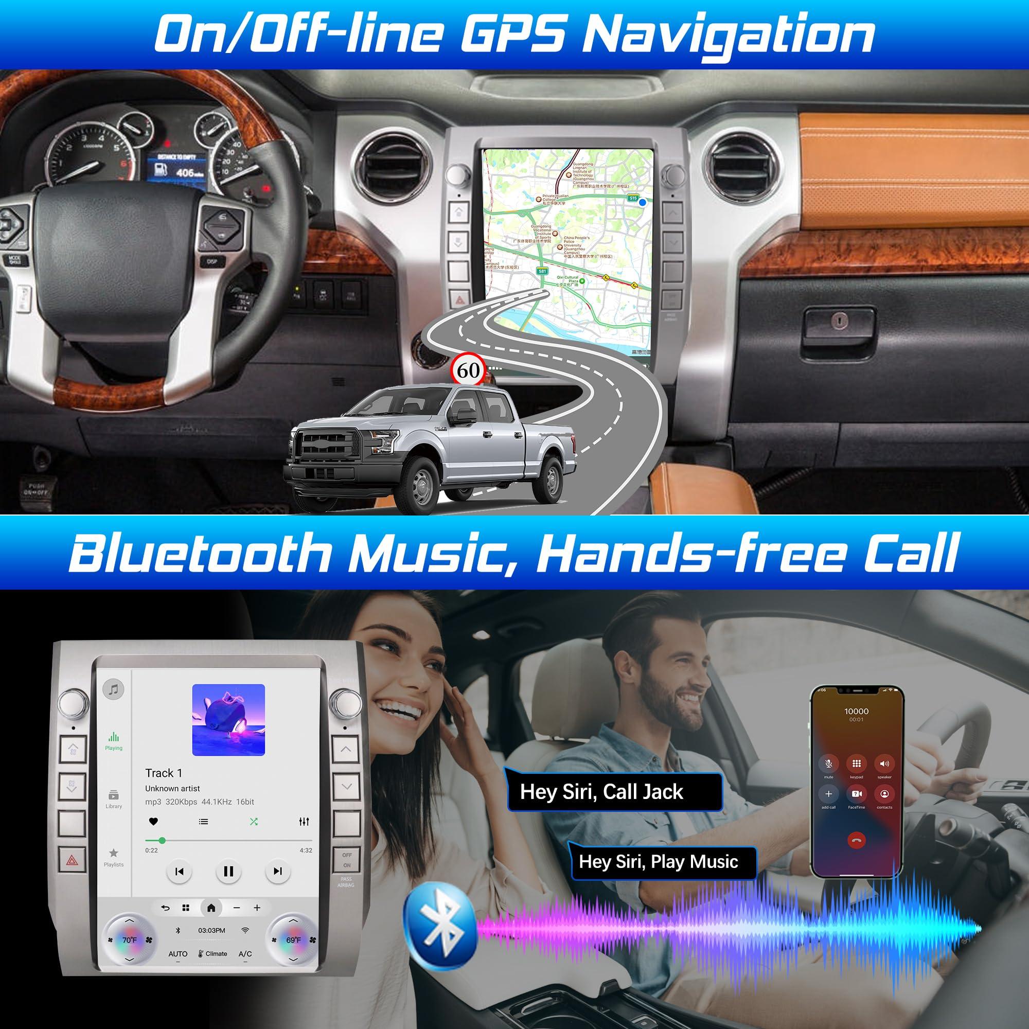 Cidava Cidava T-Style Car Radio, CarPlay Stereo for Toyota Tundra 2014-2021, 12.1 Inch Android Head Unit Replacement Support Wired and Wireless Car Play/Android Auto, AM/FM Radio, Back-Up Camera