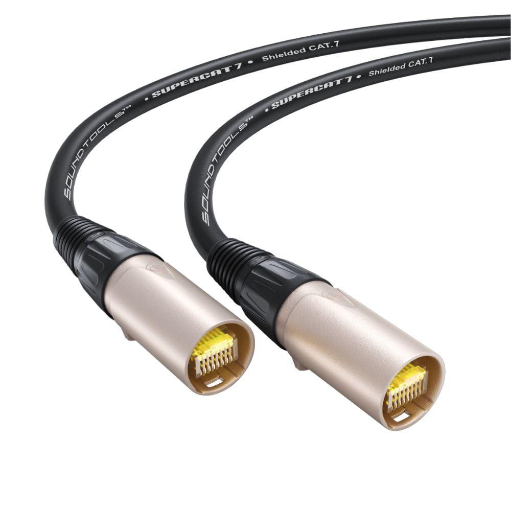 Sound Tools SuperCAT 7 Shielded EtherCON Cable (3 feet, Black) - Flexible Polyurethane Jacket, Neutrik Connectors, 10Gbps Speed, CAT7 Standard