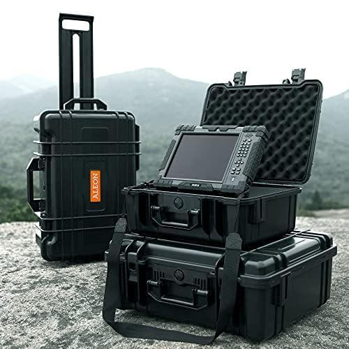 Aleon 17-Inch Laptop Hard Shell Protective Case Durable ABS Equipment Enclosure with High Impact Resistance, Tight Seal for Dust and Water Resistance, Black Box with Shoulder Strap, Foam Insert Included.