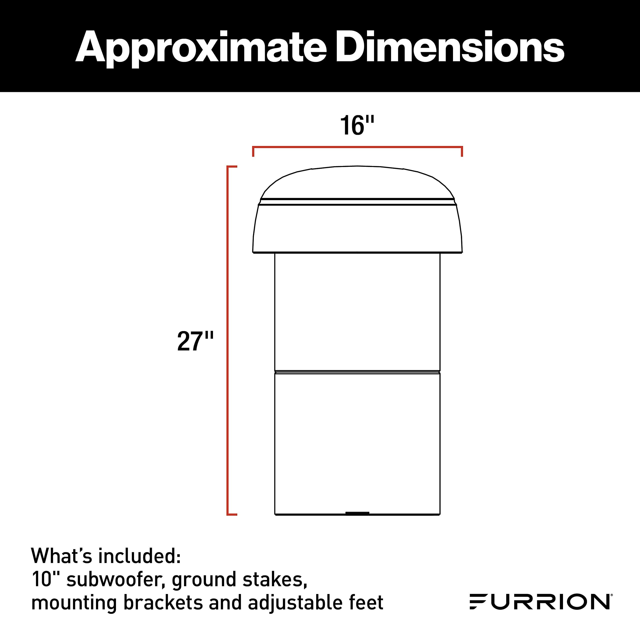 Furrion Furrion Aurora 10" Veranda Series Outdoor Multi-Mount DVC Subwoofer for Patios, Decks and Gardens 2022323837
