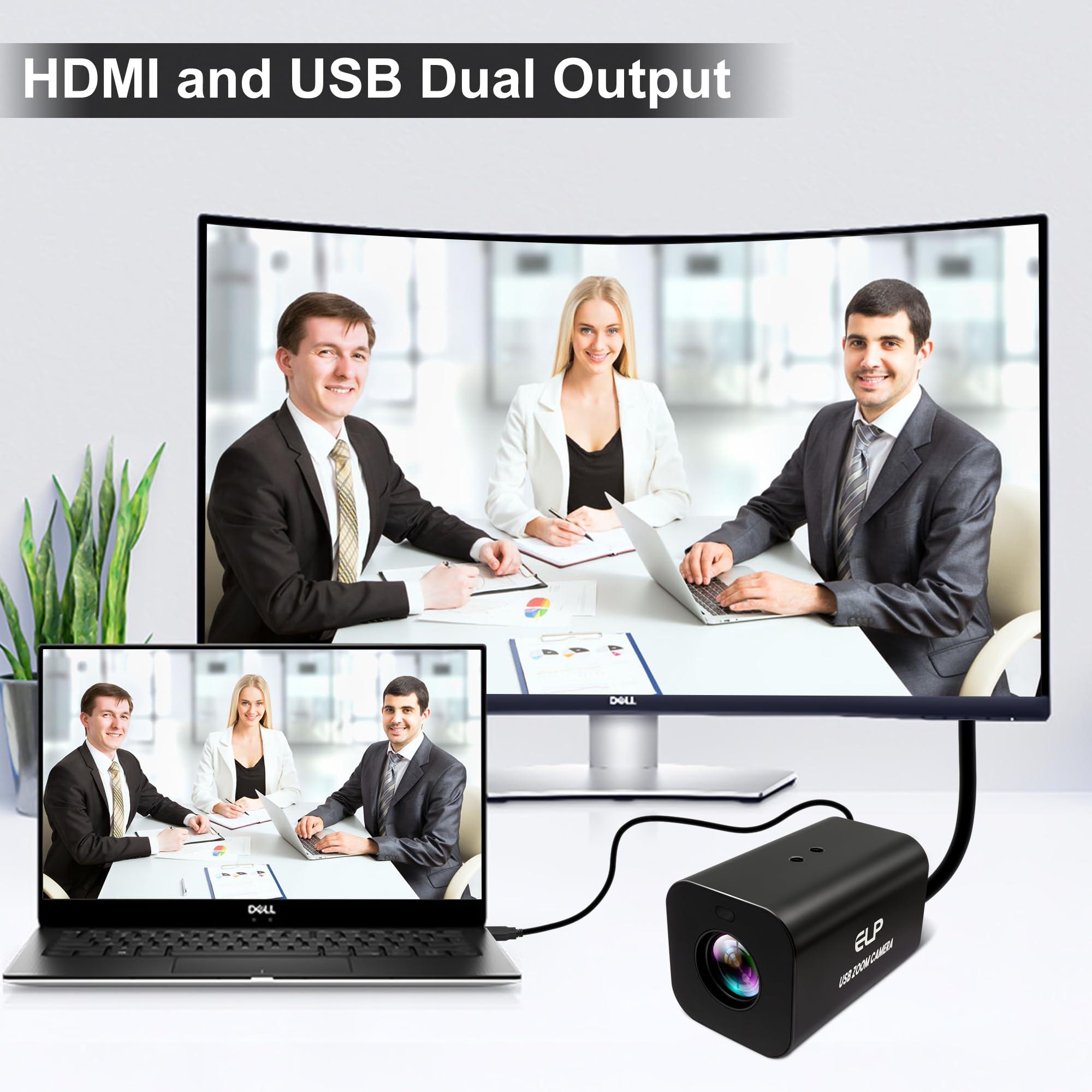 IFWATER IFWATER HDMI 12X Zoom USB Camera 4K Autofocus 60FPS High Speed USB Webcam USB HDMI Simultaneous Output PC Camera Manual Zoom Remote Control Camera for TV Projector Video Conferencing Church Streaming