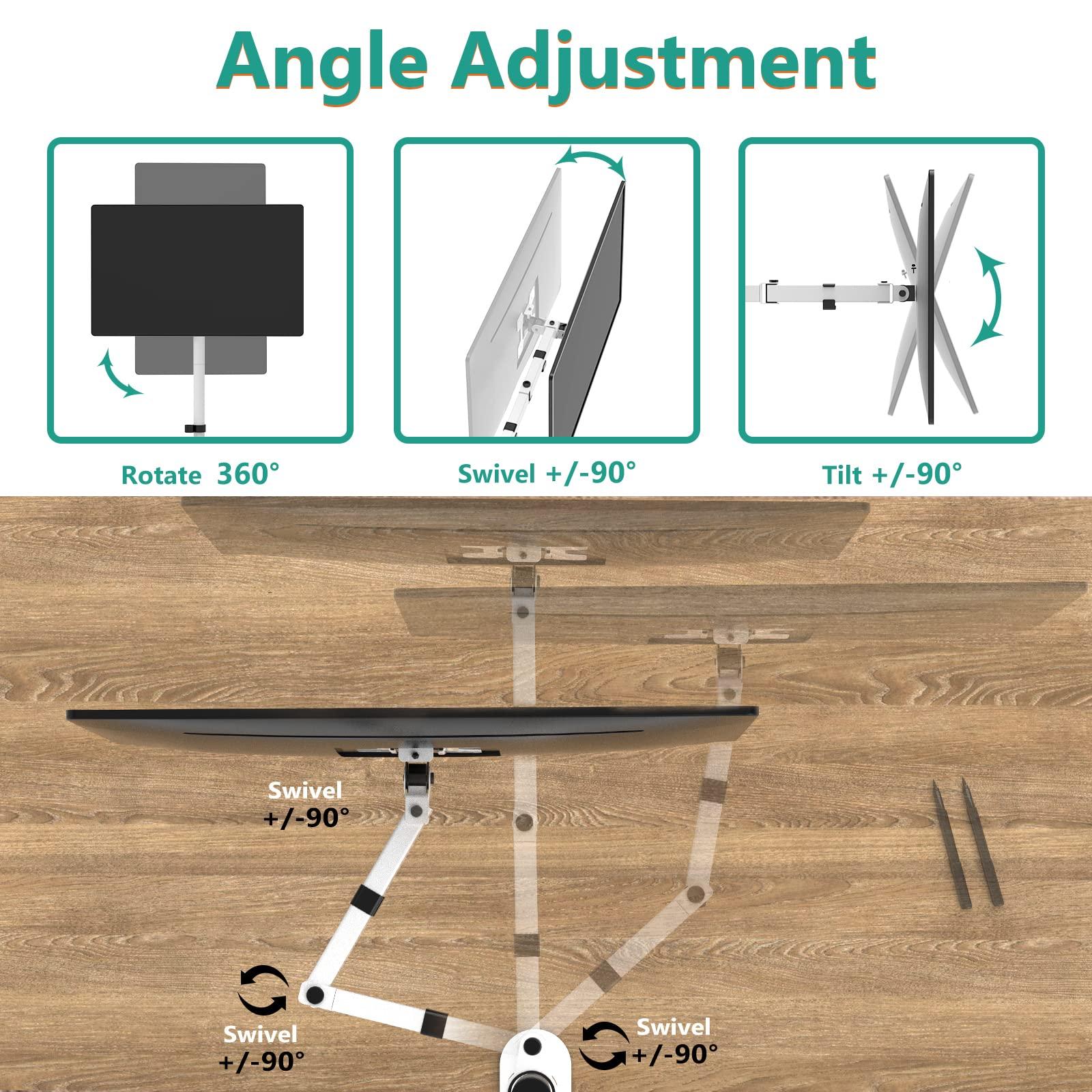 WALI WALI Tall Monitor Stand Desk Mount, Single Extra Tall Monitor Arm Bracket for Computer Screen up to 32 inch, 22lbs (M001XL-W), White