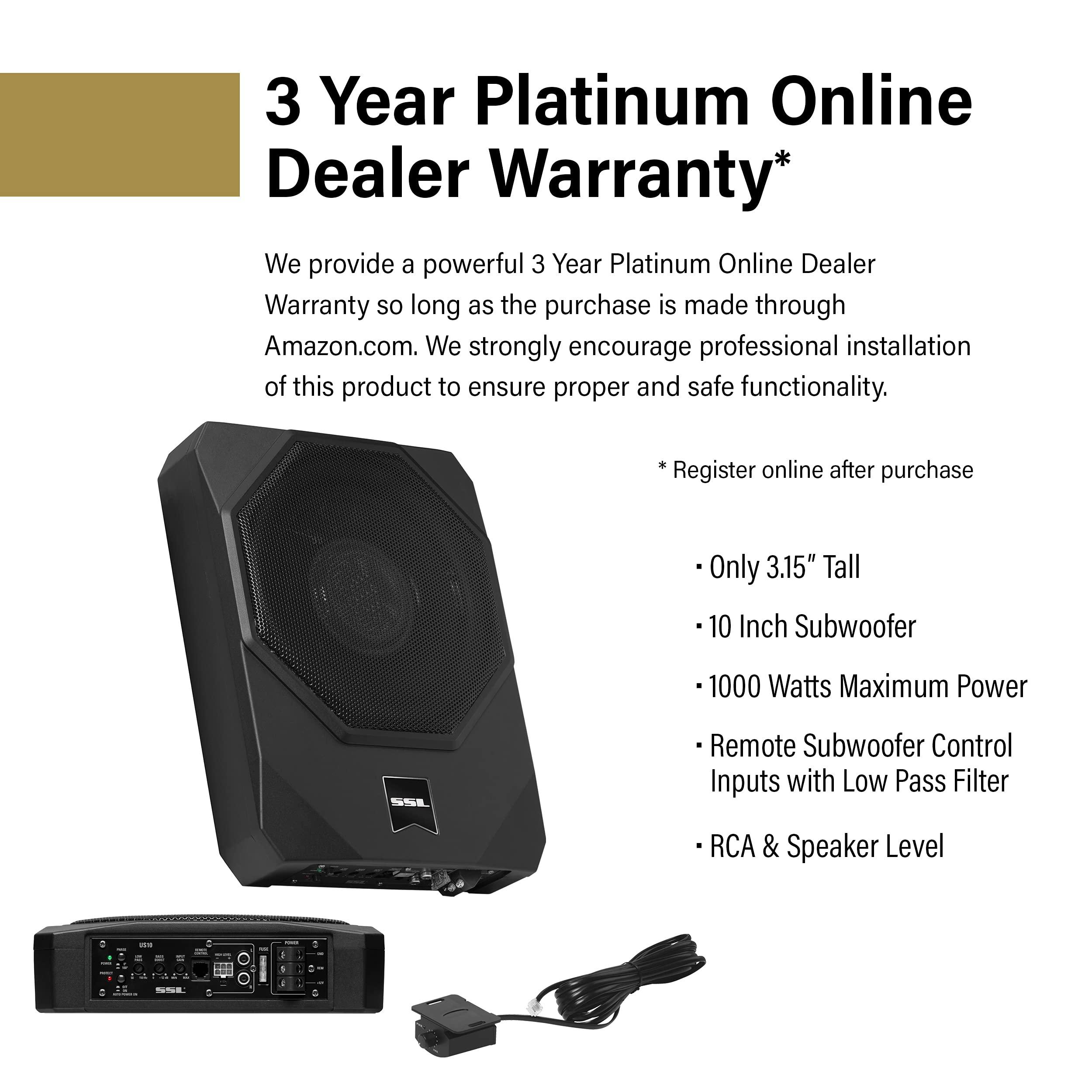 Sound Storm Laboratories Sound Storm Laboratories US10K 10 Inch Powered Under Seat Car Subwoofer - 1000 Watts Max, Dual 4 Ohm Voice Coil, 8 Gauge Amp Installation Kit