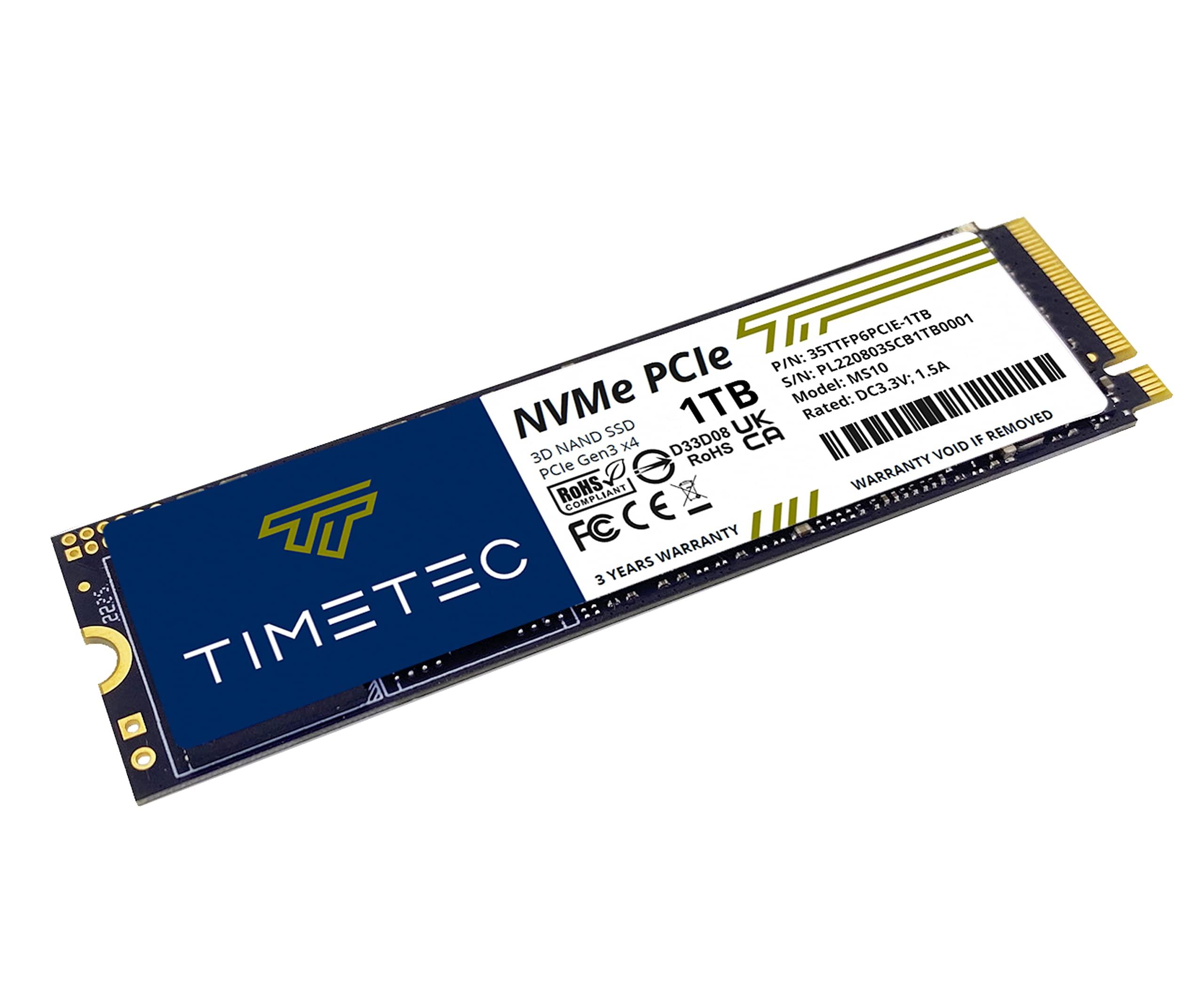 Timetec Timetec 1TB SSD NVMe PCIe Gen3x4 8Gb/s M.2 2280 3D NAND High Performance SLC Cache Read/Write Speed Up to 2,000/1,600 MB/s Internal Solid State Drive for PC Laptop and Desktop (1TB)
