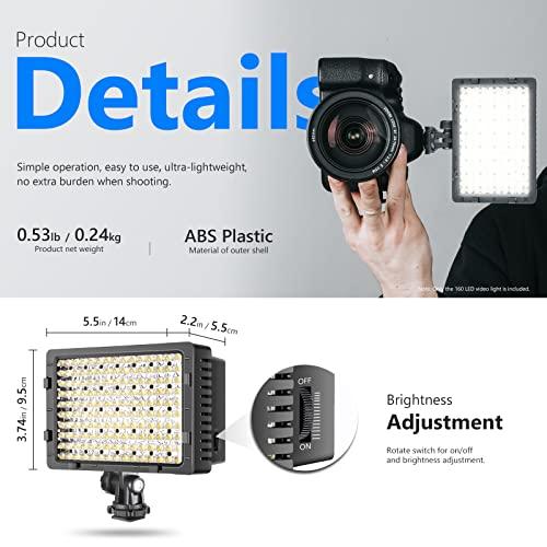 Neewer NEEWER® 160 LED CN-160 Dimmable Ultra High Power Panel Digital Camera / Camcorder Video Light, LED Light compatible with Canon, Nikon, Pentax, Panasonic,SONY, Samsung and Olympus Digital SLR Cameras