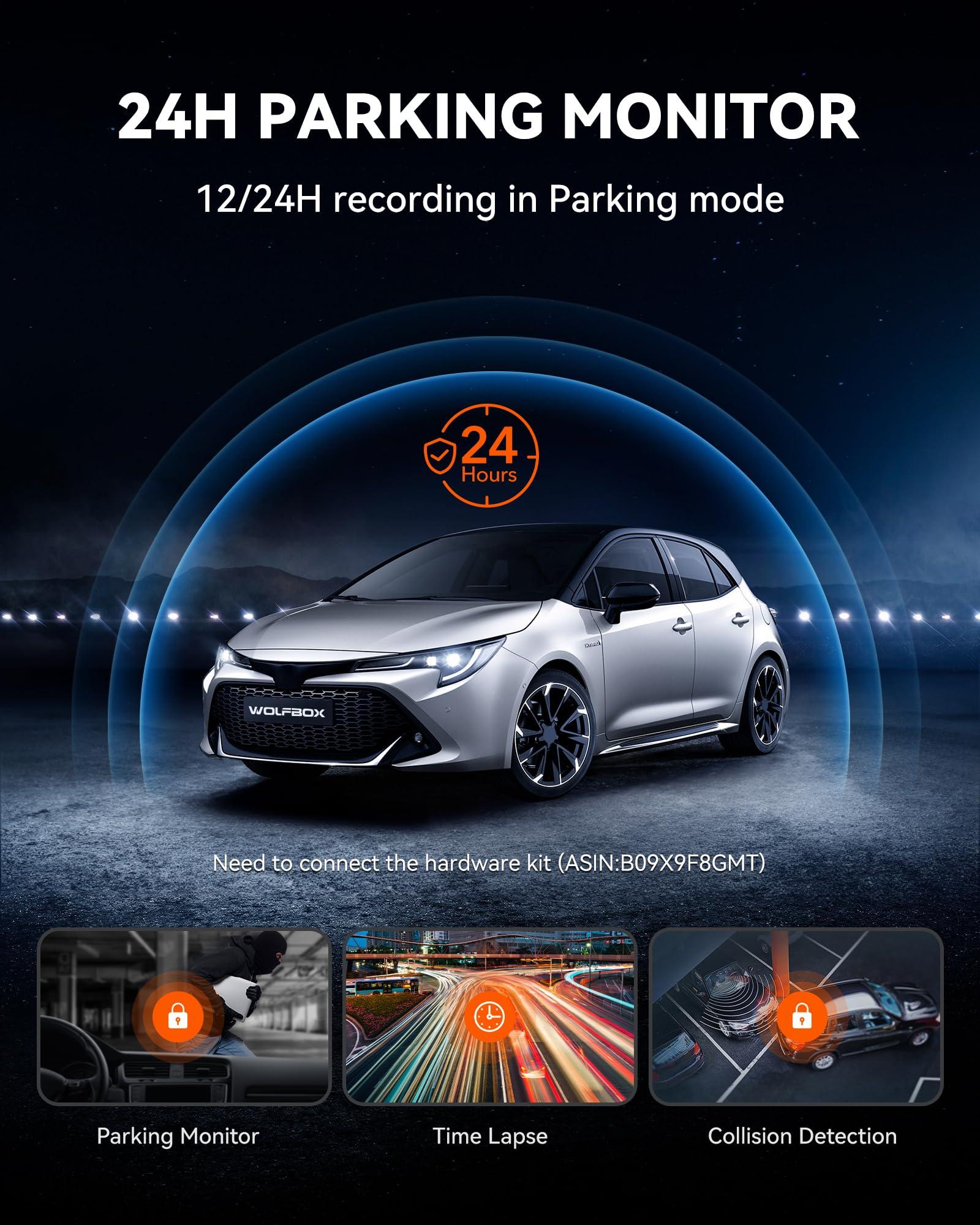 WOLFBOX WOLFBOX G930 10'' Rear View Mirror Camera with 5.8GHz WiFi, 4K Dash Cam Front and Rear with WDR, Touch Screen Rearview Mirror Backup Camera, Parking Monitor, Reverse Assist, Includes 64GB Card & GPS