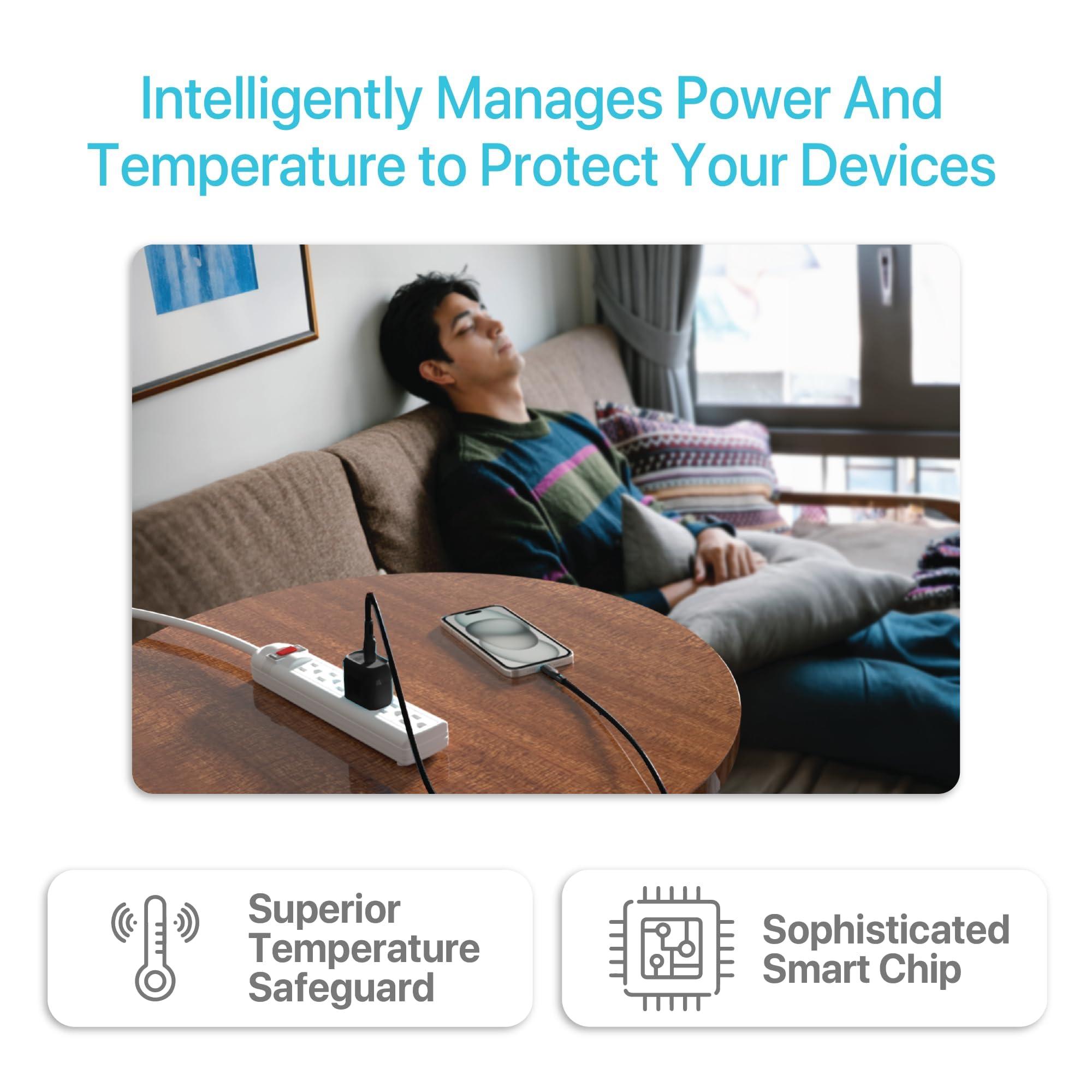 BLACK+DECKER BLACK+DECKER GaN PD Wall Charger, 1-Port, 20W Type C Wall Plug, Compact Power Block USB C, Type-C Fast Charging for iPhone 16/15, USBC Charging Block, Perfect for Home, Office, Travel