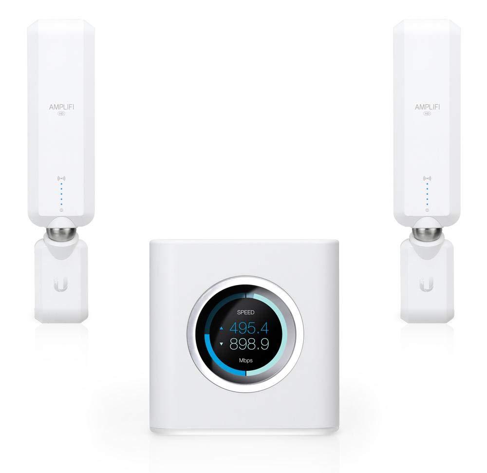 AmpliFi AmpliFi HD WiFi System by Ubiquiti Labs, Seamless Whole Home Wireless Internet Coverage, HD WiFi Router, 2 Mesh Points, 4 Gigabit Ethernet, 1 WAN Port, Ethernet Cable, Replaces Router & WiFi Extenders
