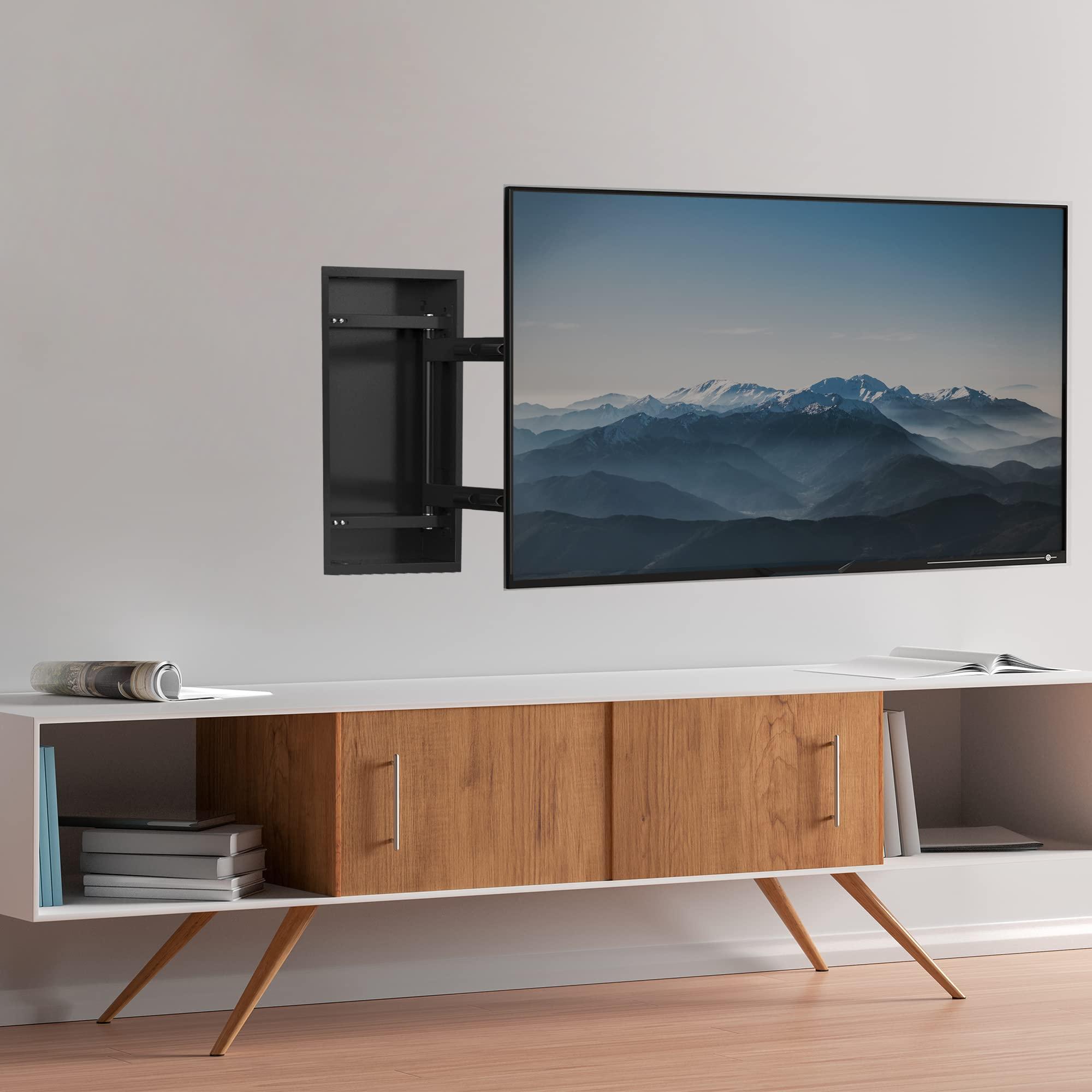 VIVO VIVO Recessed 50 to 75 inch LED LCD TV Wall Mount, Articulating Full Motion in-Wall TV Bracket for Flush Installation, Holds up to 110 lbs, Black, MOUNT-REC01