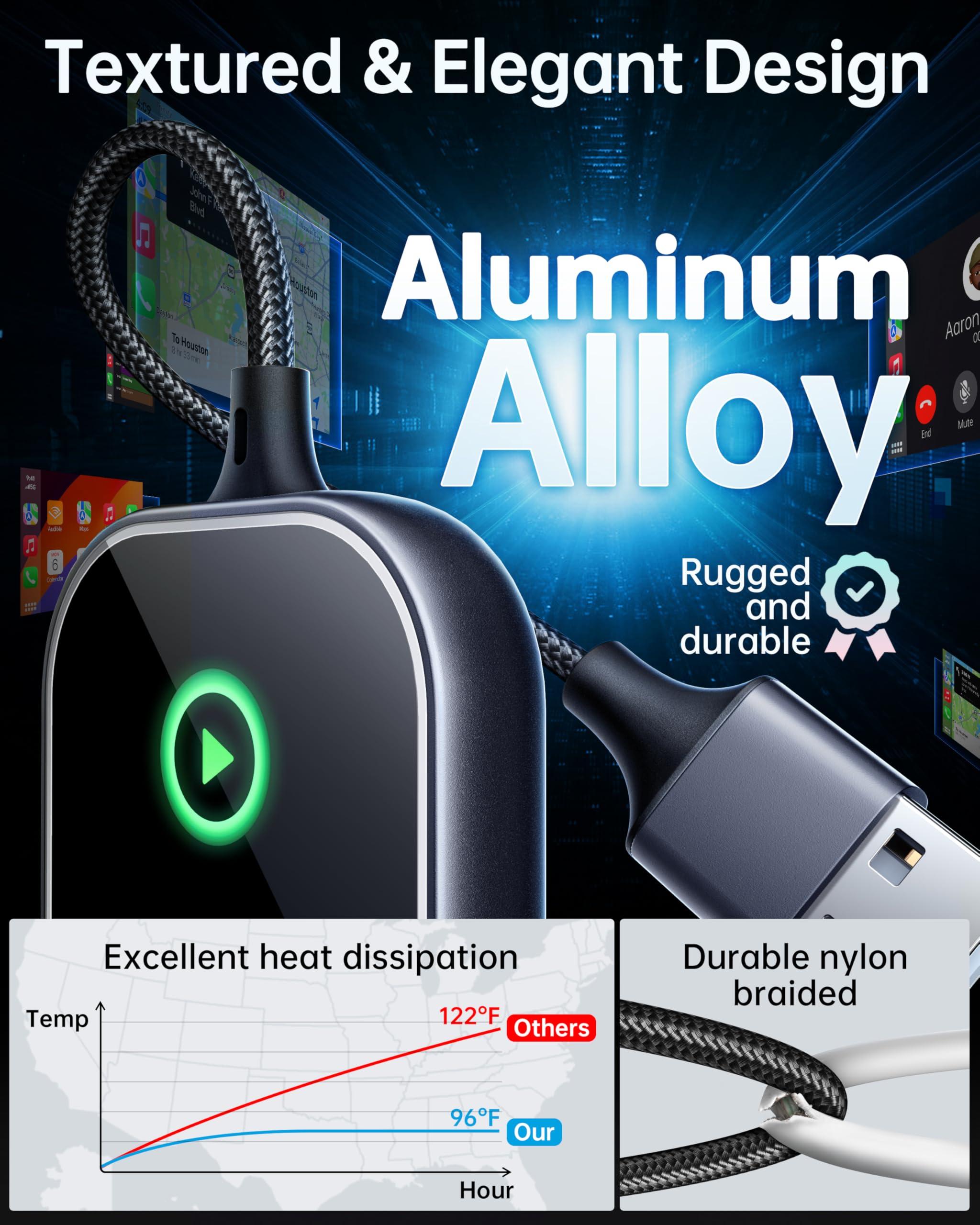 Luckymore Luckymore Wireless Carplay Adapter, Converts Wired to Wireless Carplay Dongle for Plug & Play Carplay Fit for Cars from 2017 & for Apple iPhone iOS 10+