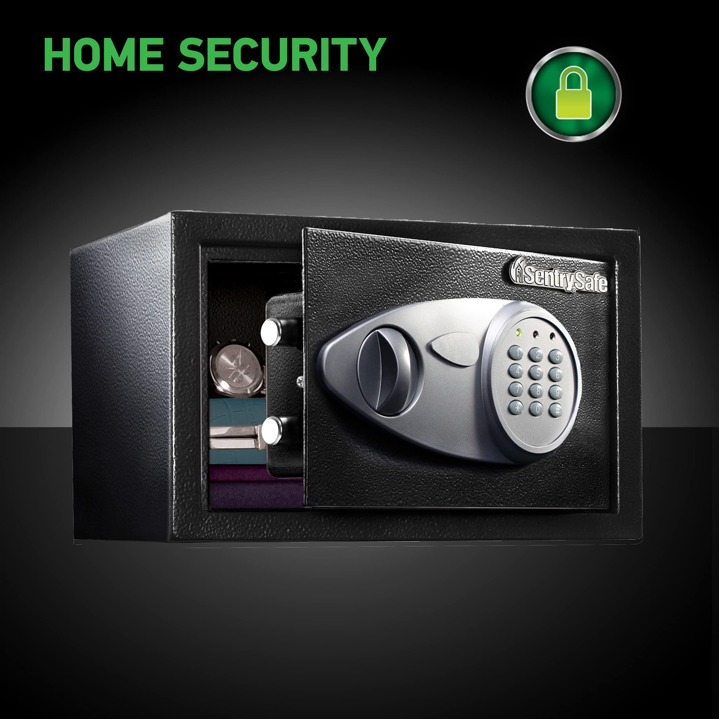 SentrySafe SentrySafe Safe with Digital Keypad Lock, Steel Safe with Interior Lining and Bolt Down Kit for Money, Guns, Electronics, 0.58 Cubic Feet, 8.7 x 13.8 x 9.7 Inches, X055