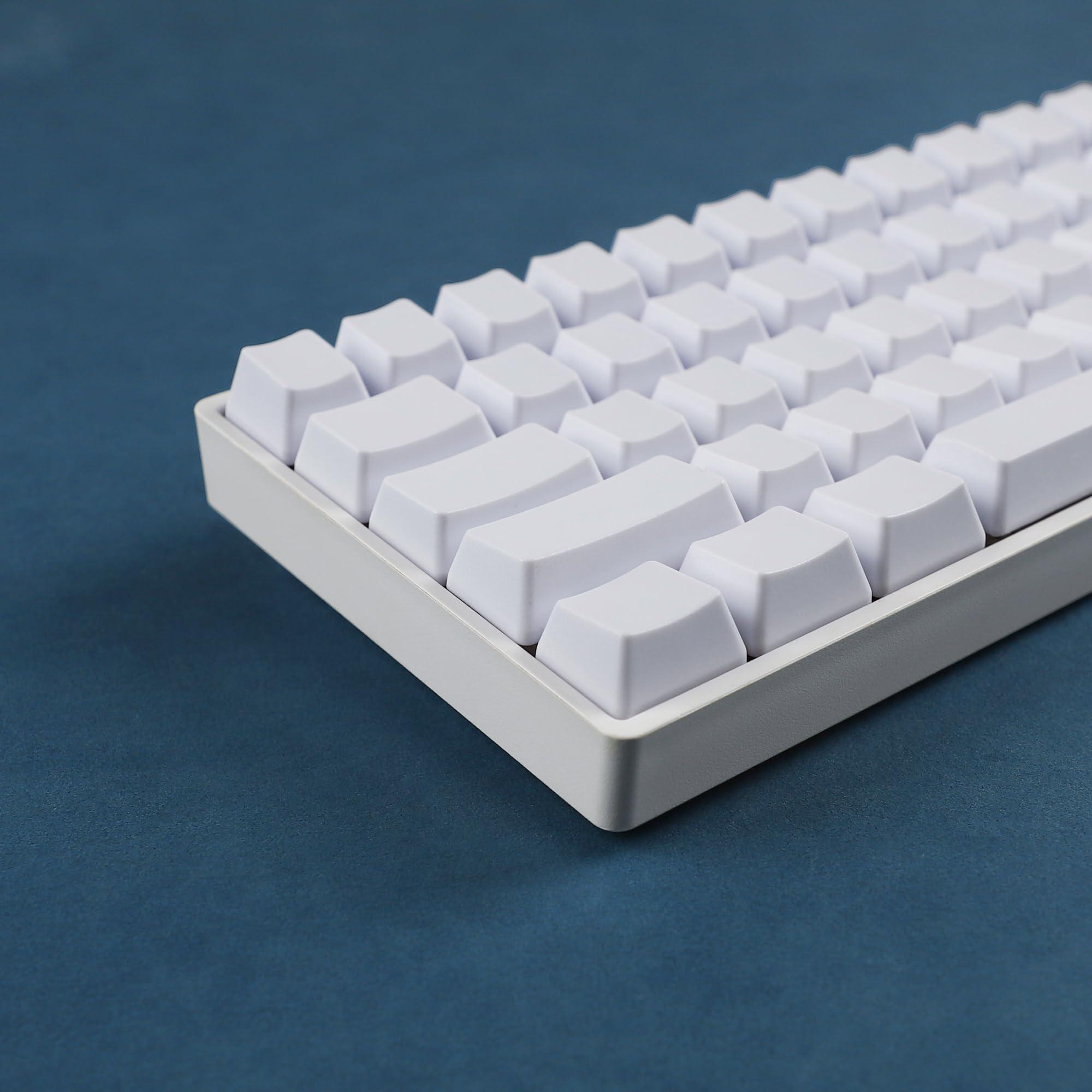 NPKC Blank Thick PBT OEM Profile 61 ANSI Keycaps for MX Switches Mechanical Keyboard (White)(Only Keycap)