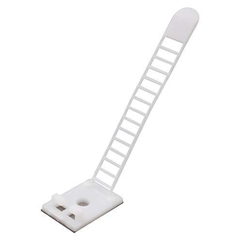 ENVISIONED Mini Cable Clips 3M Adhesive, Multipurpose Cord and Wire Organizer for Cable Management Adjustable Large - 60 Pack Bundled with 10 Bonus Reusable Cable Ties (White)