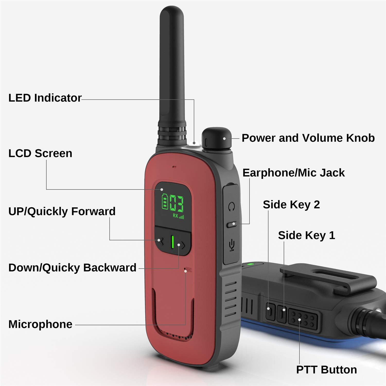 Radioddity [Radioddity] Radioddity FS-T1 & FS-T3 FRS Two-Way Radios, 4 Pack Long Range License-Free Walkie Talkies, NOAA Weather Alert, VOX, USB Rechargeable, 3 Mile Range, Red, Blue, Yellow, Black