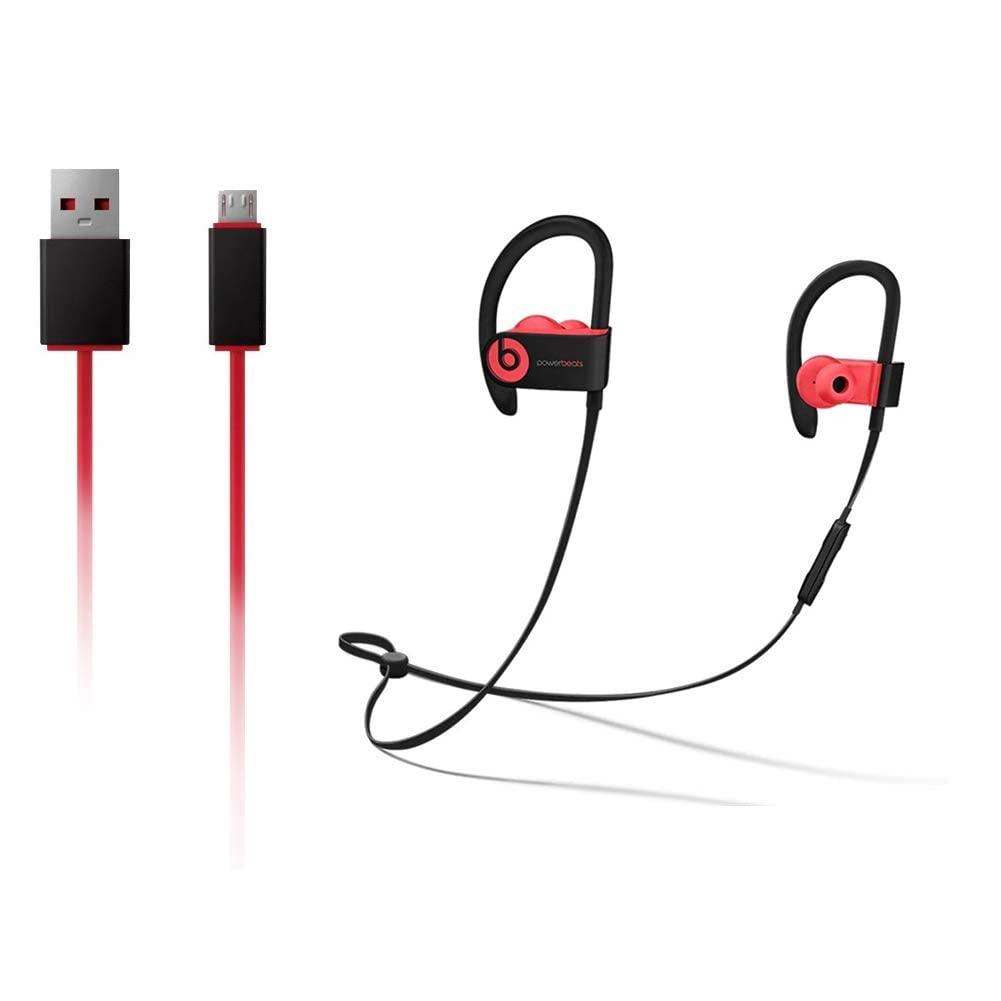 VELANTY Original Replacement AUX Audio Cable Cord for Beats by Dre Headphones Solo/Studio/Pro/Detox/Wireless with MIC Red+Replacement Charger Cable for Beats by Dr Dre and Pill