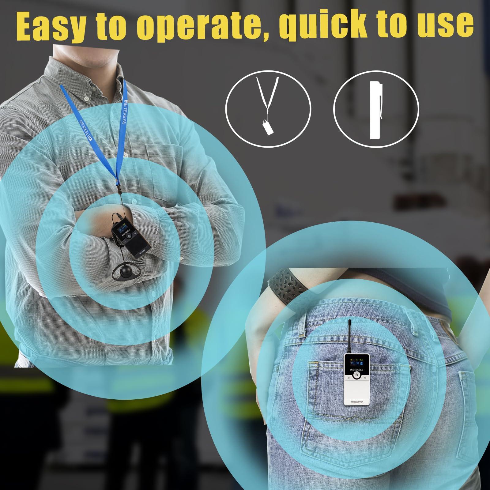 Retevis Retevis RT22 Walkie Talkies Rechargeable, Long Range Two Way Radio,2 Way Radio for Adults, Black,10 Pack, with Retekess TT116 Wireless Audio Tour Guide System