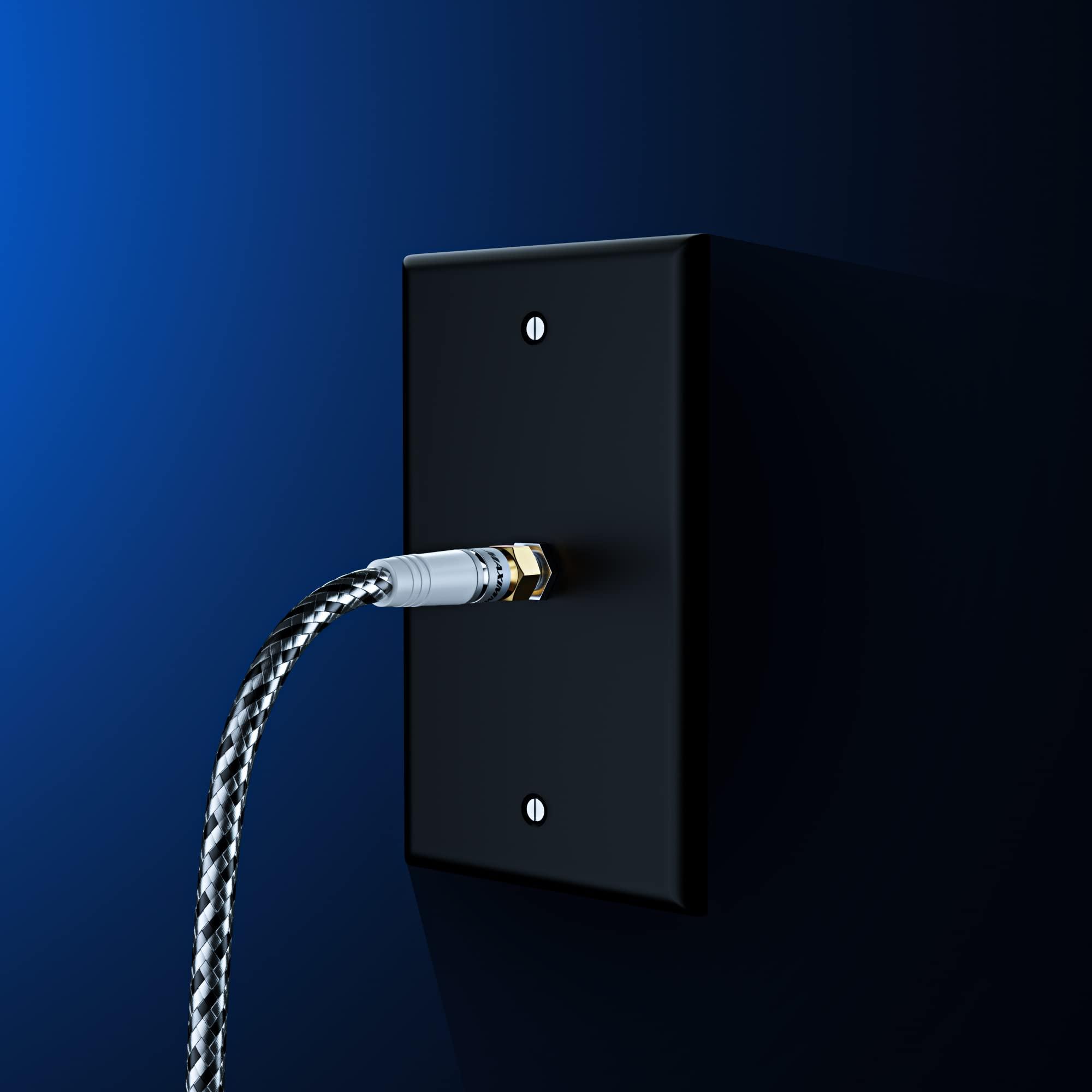 Maximm Coaxial Cable 3 Feet, 5 Pack, Durable Nylon Braided Black & White Coaxial Cable Wire, RG6 Coax Cable, Triple Shielded, TV Cable Wire, Antenna Wire