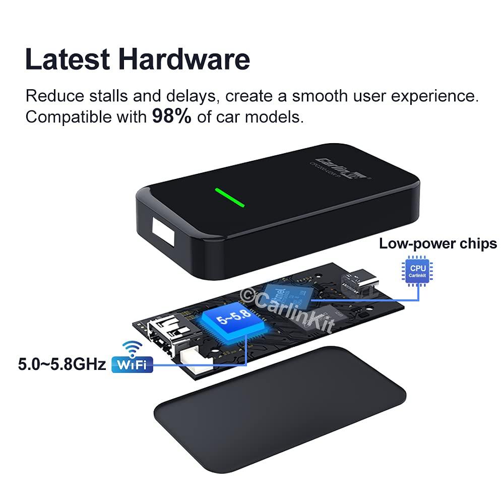 Carlinkit 2023 Wireless CarPlay Adapter CarlinKit 3.0 for Factory Wired CarPlay Cars Model Year: 2016 to 2018, for VW Audi Ford Sync 3 Mazda Mercedes Honda Chevy Subaru Porsche Hyundai Kia Lexus Gmc Acura