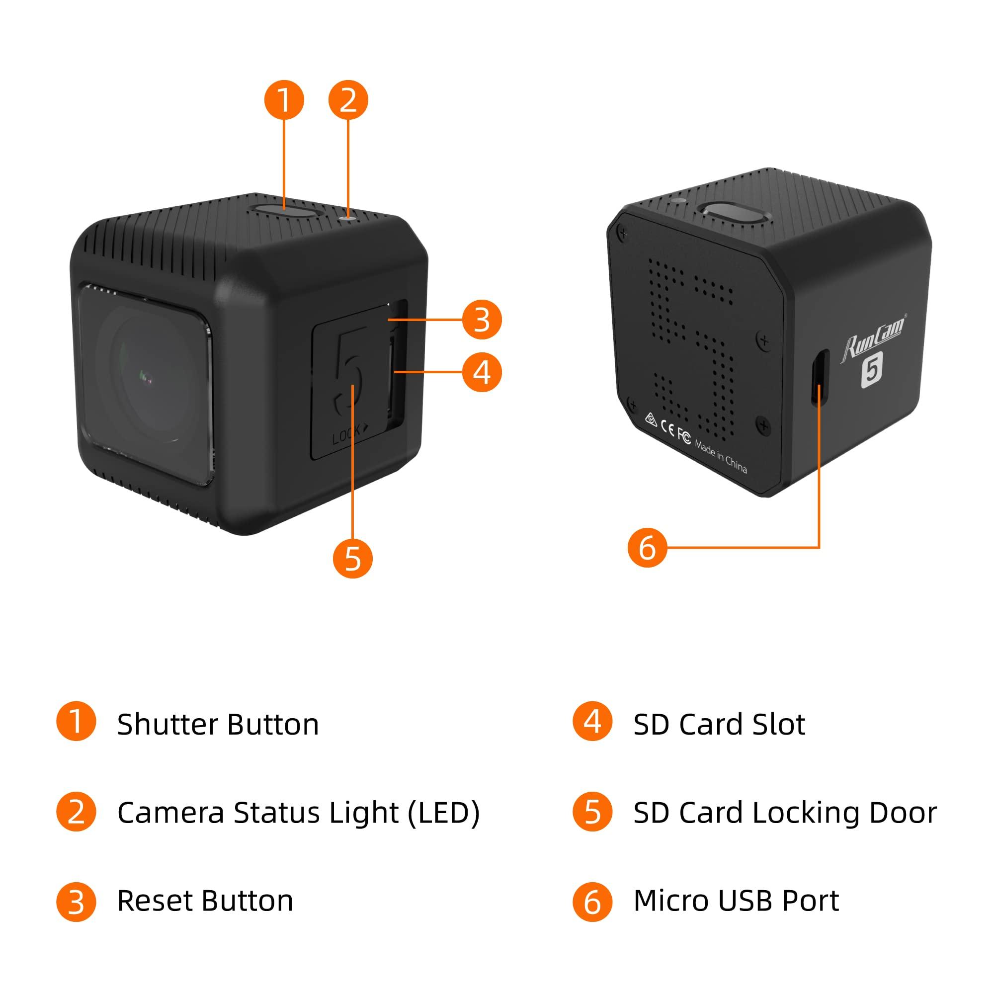 RunCam RunCam 5 4K Action Camera: Small Cube HD Cam for FPV Drone Airsoft Motorcycle Bike Helmet Compatible with Gopro Session Caddx Orca Mount Support EIS