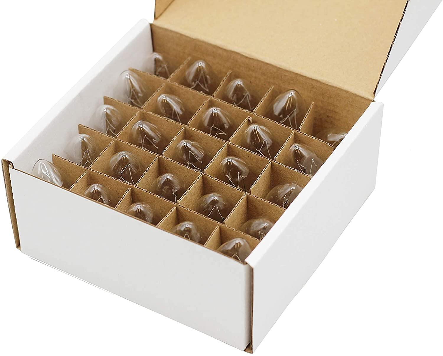 Creative Hobbies Creative Hobbies 25 Pack of 4W Night Light Bulbs, Incandescent C7, Clear, Steady Burning, 4 Watt, Candelabra Base E12 (Chandelier Size Base)