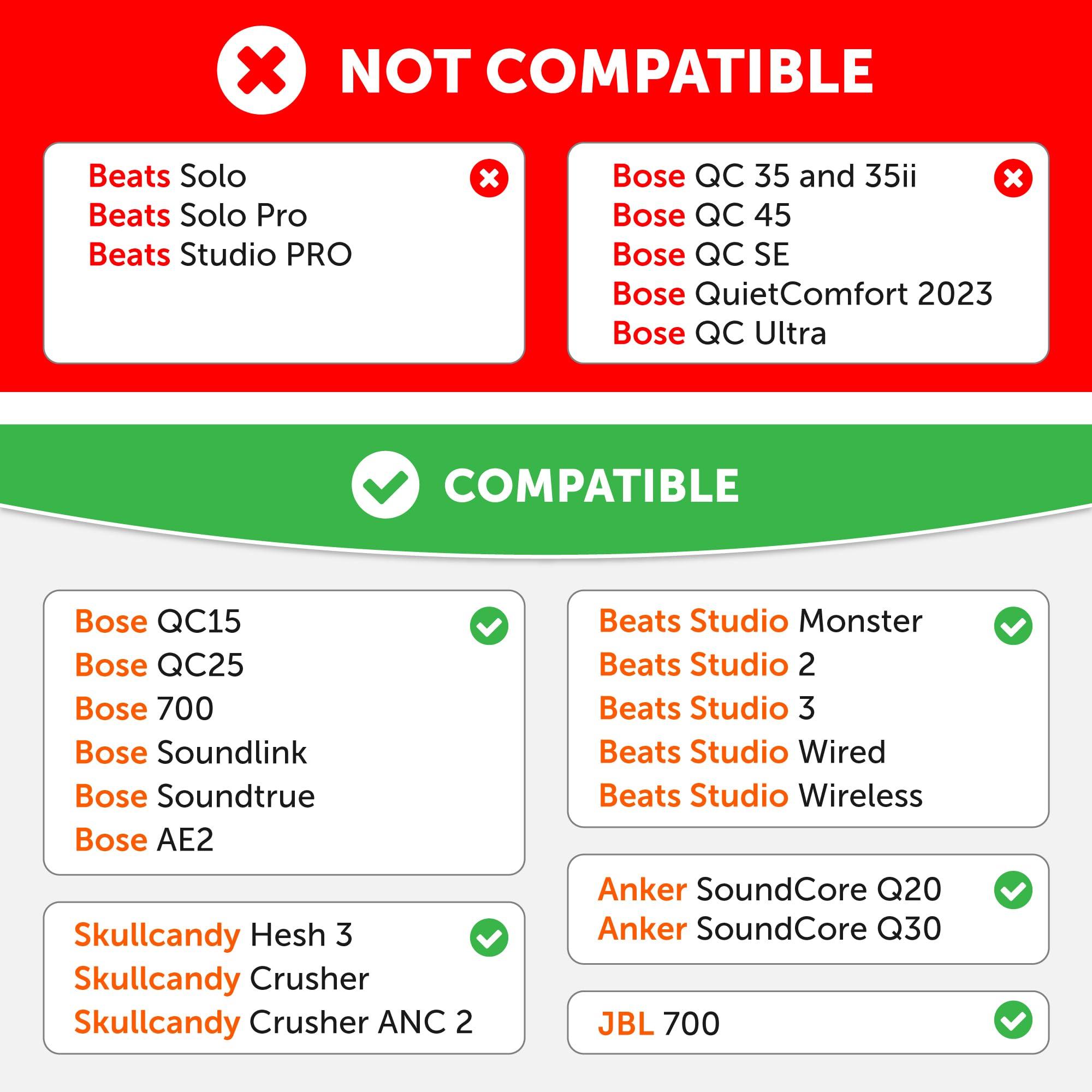 WC WC SweatZ Patented Protective Earpad Covers Made by WC | Fits Beats Studio 3 & 2 (Does Not Fit Beats Solo) / Bose 700 / Skull Candy Crusher/Hesh & More | Sweatproof & Easily Washable | 90's White