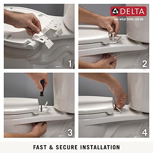 DELTA FAUCET Delta -Faucet Wycliffe Slow Close Elongated Toilet Seat with Non-Slip Seat Bumpers, Soft Close Toilet Seat Elongated, Toilet Seat Slow Close, White 811901-WH