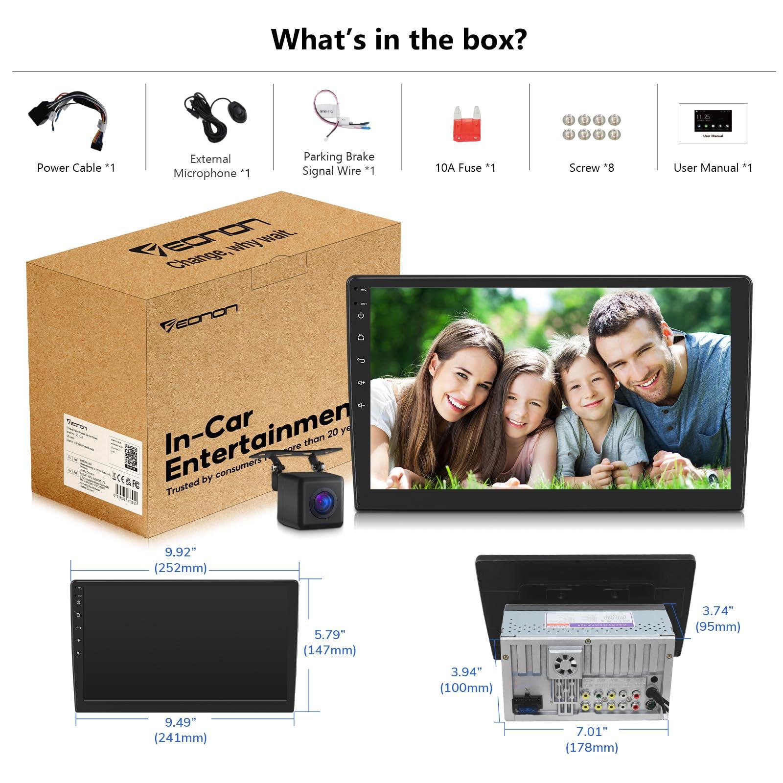 EONON Eonon Double Din Car Stereo Support Wireless Apple CarPlay Double Din Radio,10.1 Inch QLED Android Auto Double Din Stereo Support Type-C USB Quick Charge-X3PLUS