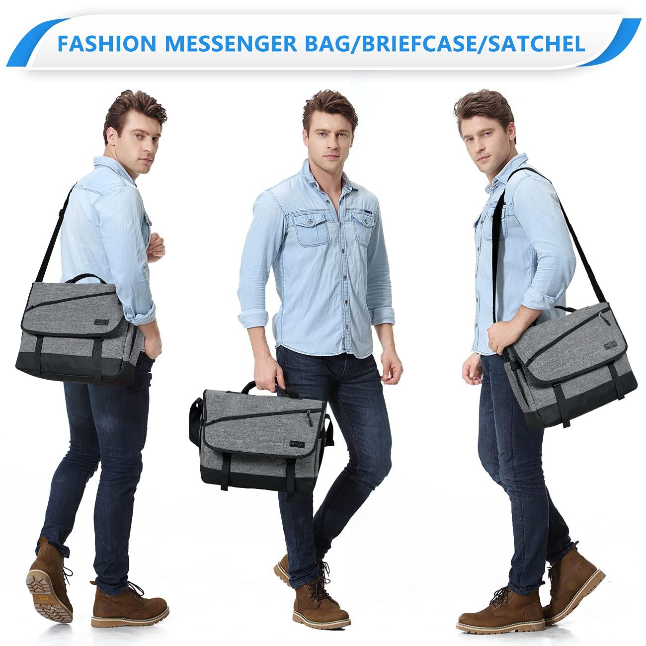 VASCHY VASCHY Messenger Bag for Men, Fashion Water Resistant Laptop Satchel Crossbody Shoulder Side Bag Briefcase for Men and Women for Work,School,Business Gray