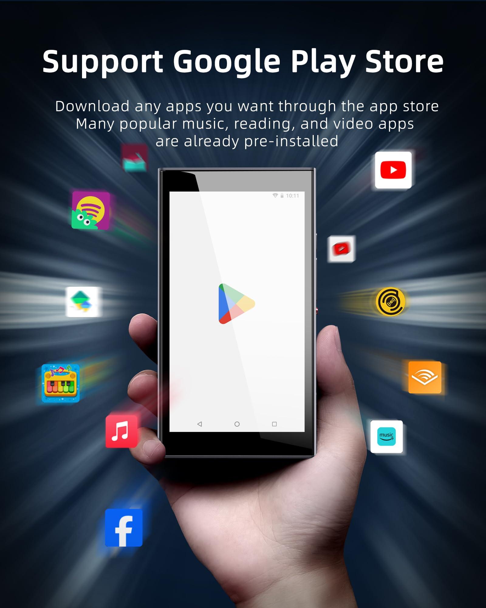 PECSU MP3 Player for Kids with Parental Controls,YouTube Kids,Spotify Kids,Piano Kids,Amazon Music,Audible,APP Store,5\" HD IPS Music Player Up to 1TB with Leather case