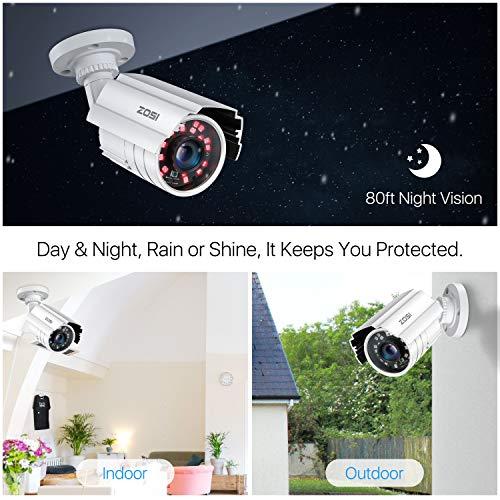 ZOSI ZOSI 2MP HD 1920TVL Outdoor Indoor Security Camera 1080p (Hybrid 4-in-1 HD-CVI/TVI/AHD/960H Analog CVBS), 24PCS LEDs, 80ft IR Night Vision, Weatherproof Surveillance CCTV Bullet Camera
