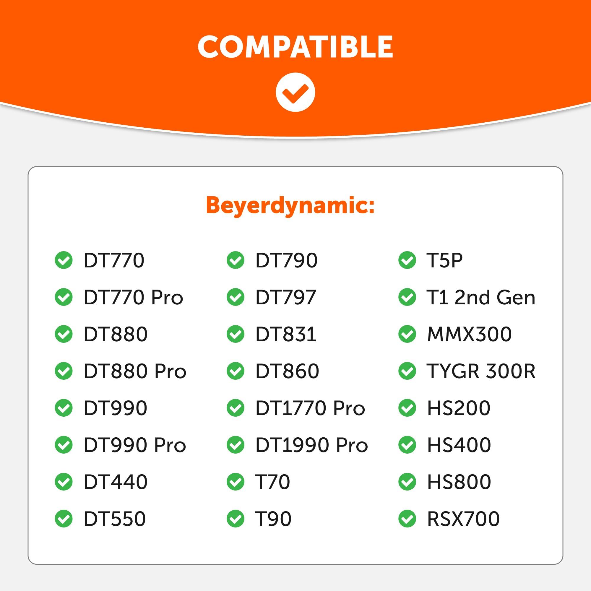 WC WC Freeze DT770 - Cooling Gel Ear Pads for Beyerdynamic DT770, DT990, DT880, MMX300, DT1770, DT1990 Headphones | Sport Fabric Exterior, Noise Isolation, Enhanced Foam, Cooler for Longer | Black