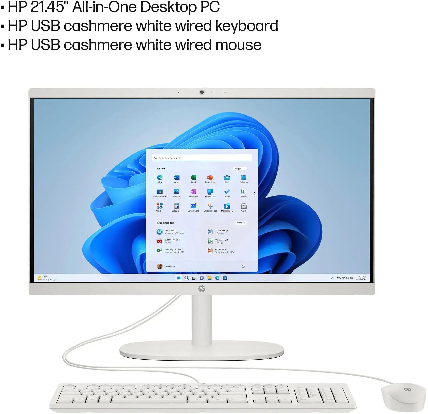 HP HP 2024 22-dg000 All-in-One Desktop 21.45\" 1920 x 1080 IPS Intel Celeron Processor J4025 2-Core Intel UHD Graphics 600 8GB DDR4 256GB SSD Windows 11 Home USB Cashmere Wired Keyboard and Mouse