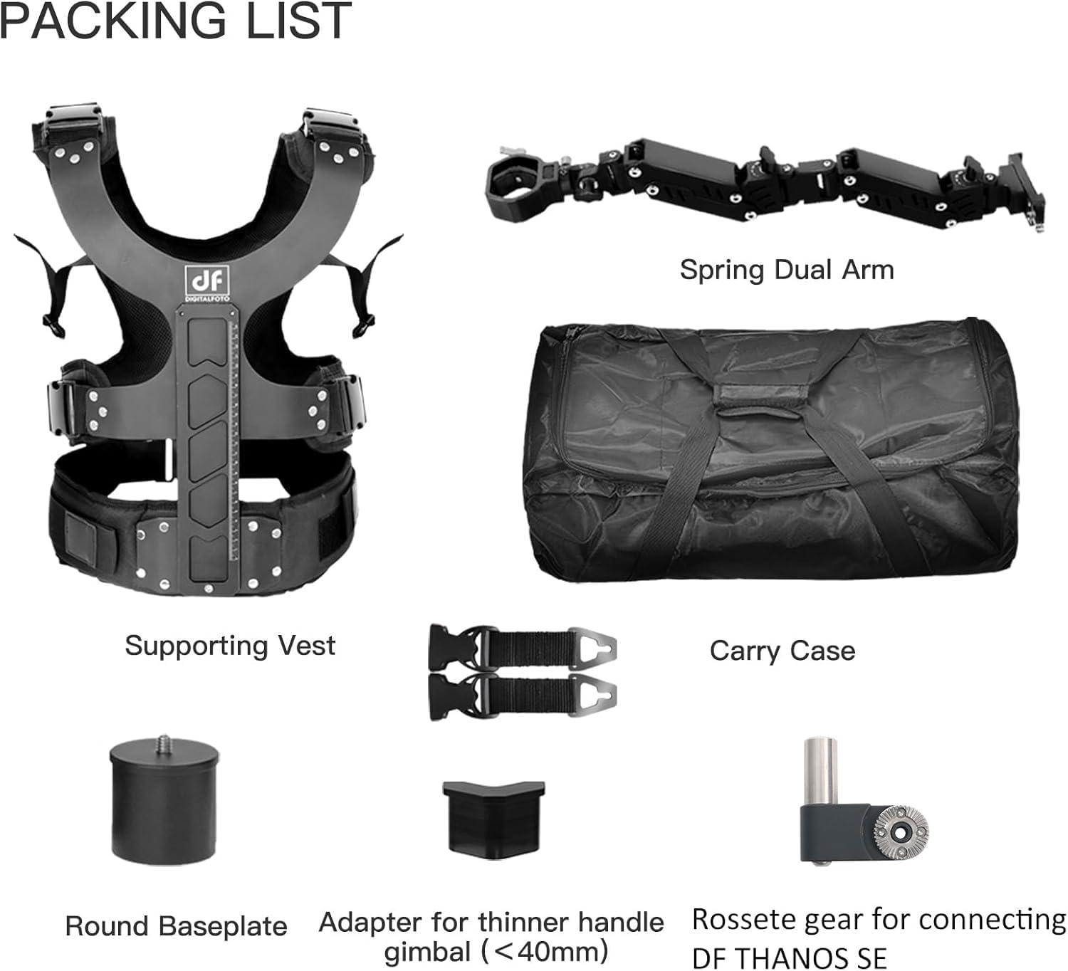DF DIGITALFOTO DF DIGITALFOTO Thanos-SE Gimbal SteadiCam Support Vest System, Compatible with DJI RS4/RS 4 Pro/RS3/RS 2 PRO, ZHIYUN Crane 3S/2S, Payload 4.4-17.6 lbs, 16mm pin Adapter Included