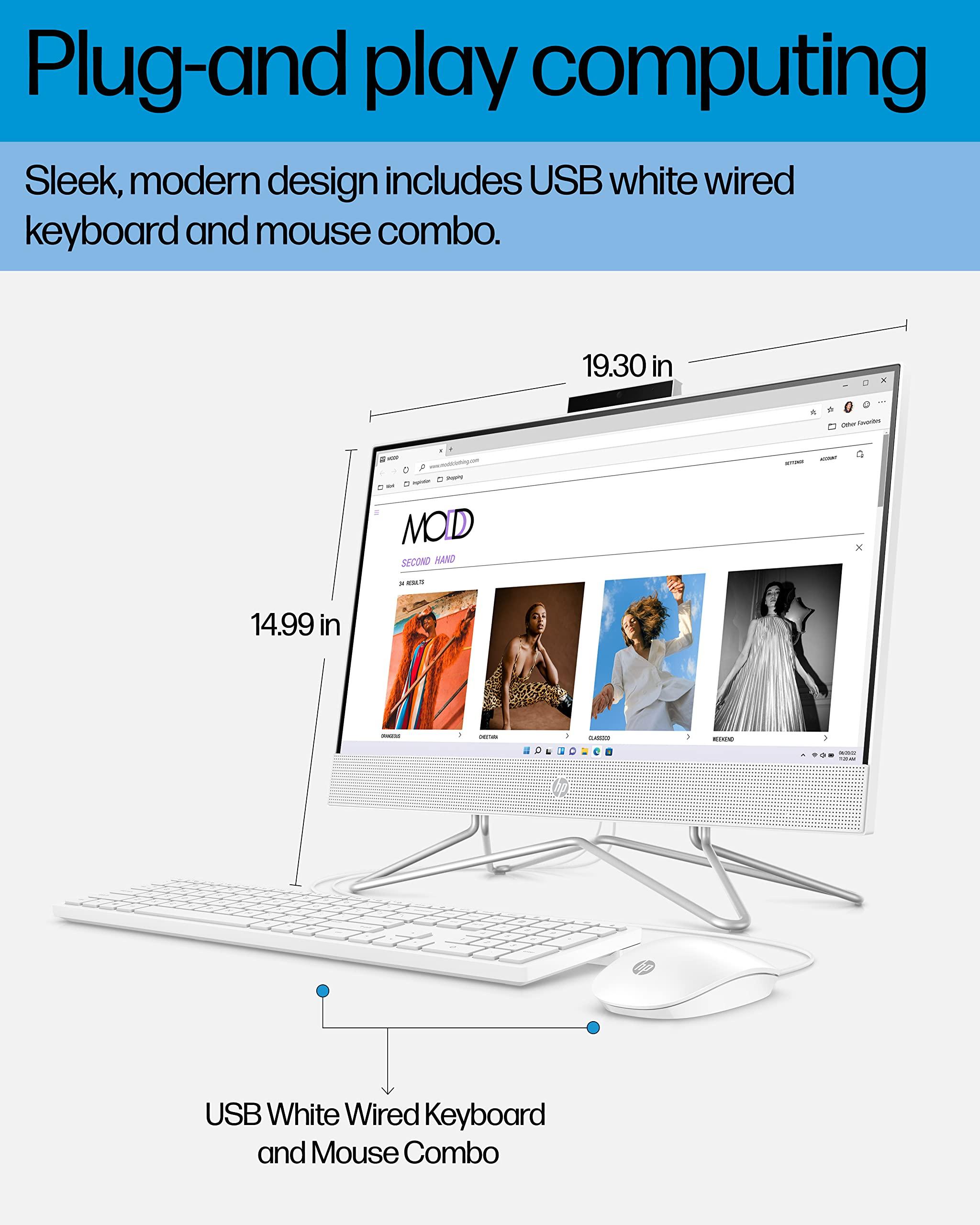 HP HP All-in-One PC Desk Computer, 21.5" Full HD Micro-Edge Display, AMD Ryzen 3 Processor, AMD Radeon Graphics, 8GB SDRAM, 256GB SSD, Windows11 Home OS, Bluetooth, and Wi-Fi (22-dd0032) (Renewed)