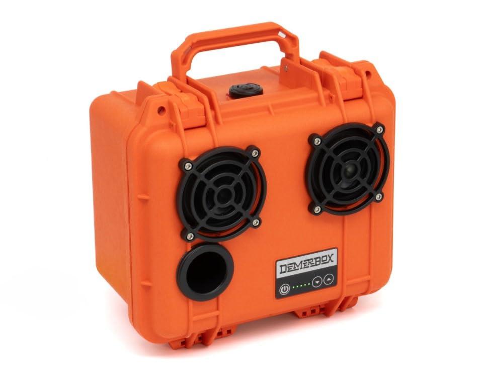 DemerBox Waterproof, Portable, and Rugged Outdoor Bluetooth Speakers. Loud Sound + Deep Bass, 40+ hr Battery Life, Dry Box + USB Charging, Multi-Pairing Party Mode (Haast Orange, DB2)
