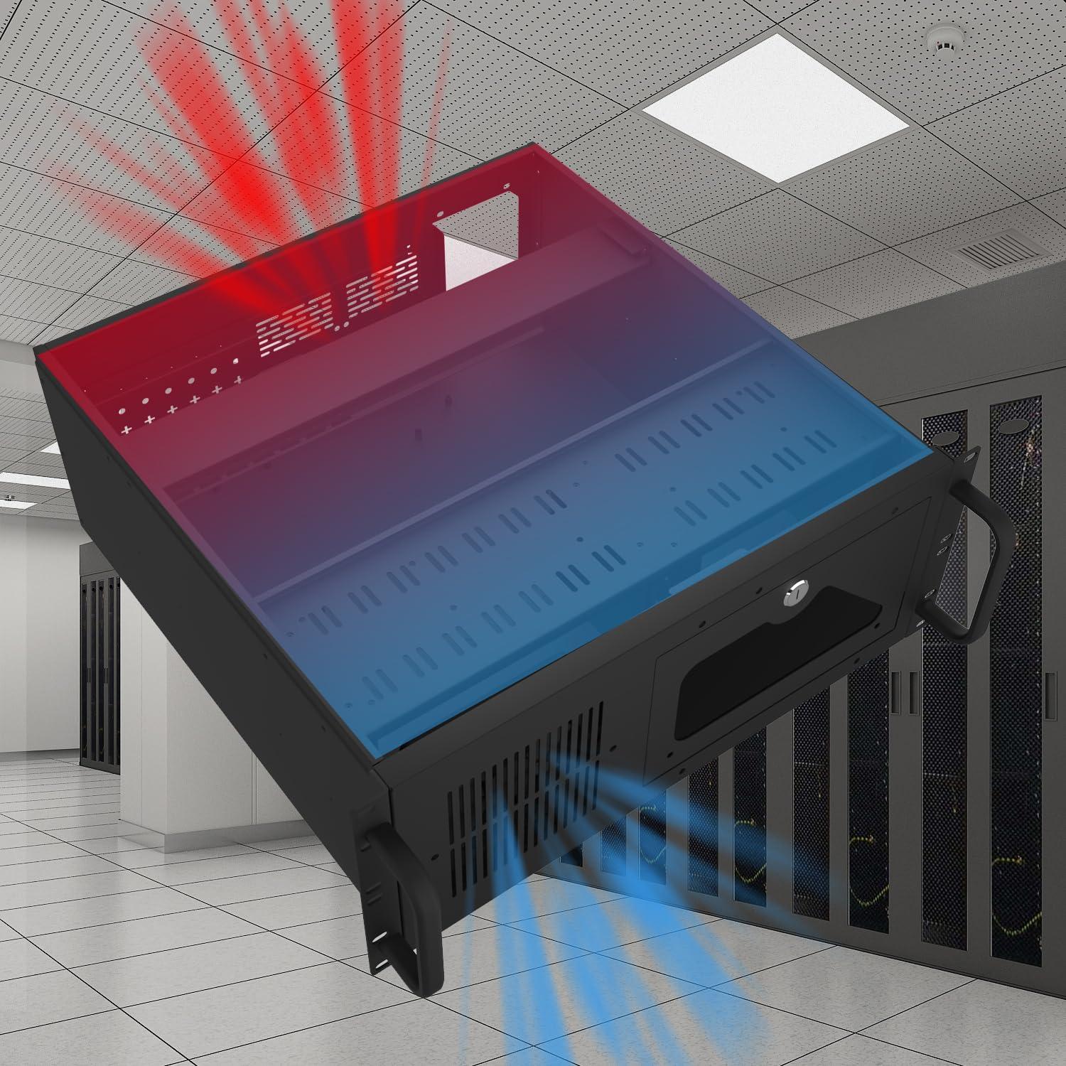 GPERHUAN 4U Server Cabinet Case,4U Server Chassis Rackmount Server Case 7 x PCI Slot Rackmount 4U Server Chassis Lockable with Key