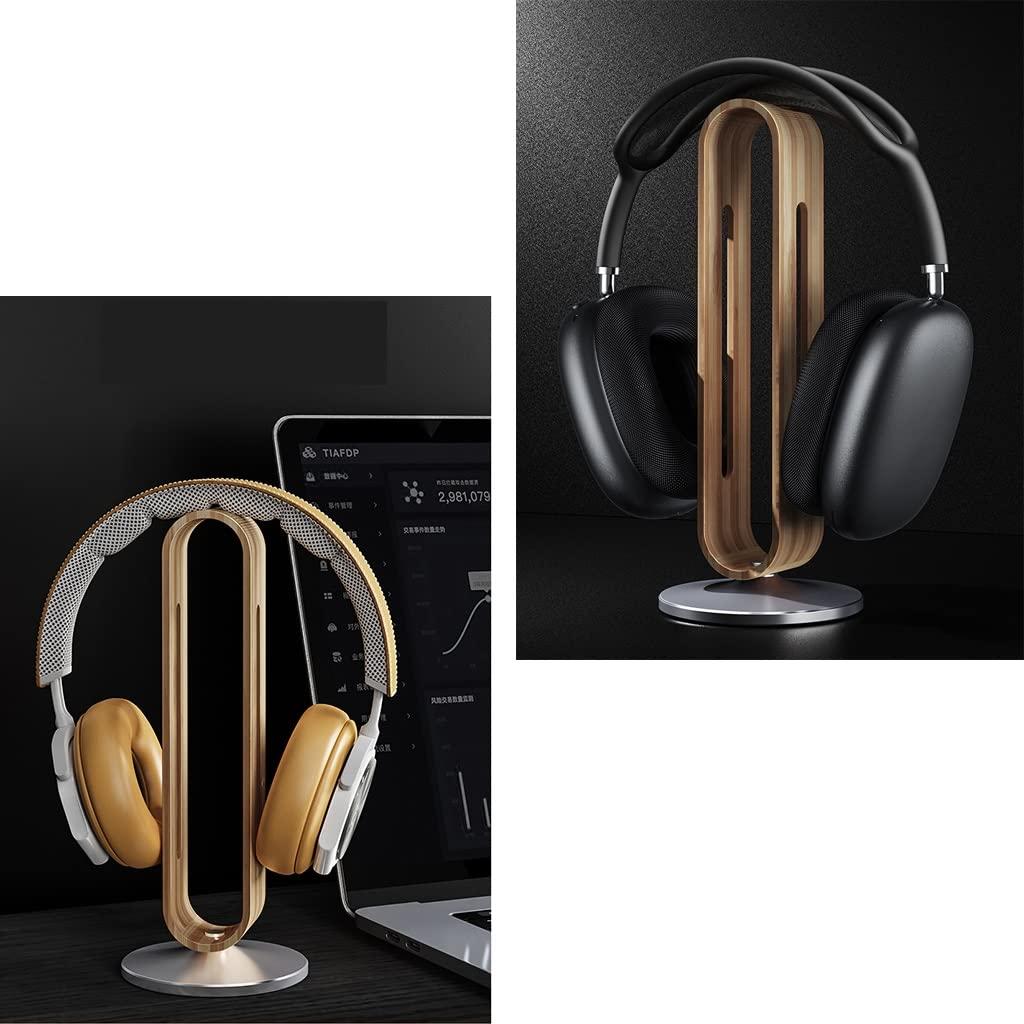 Y-kaiwen Bamboo Headphone Stand Heavy Metal Base Headphone Desk Gaming Headset Stand for All Headphone Sizes (Color : Natural, Size : 23.5 * 9.4 * 4.5cm)