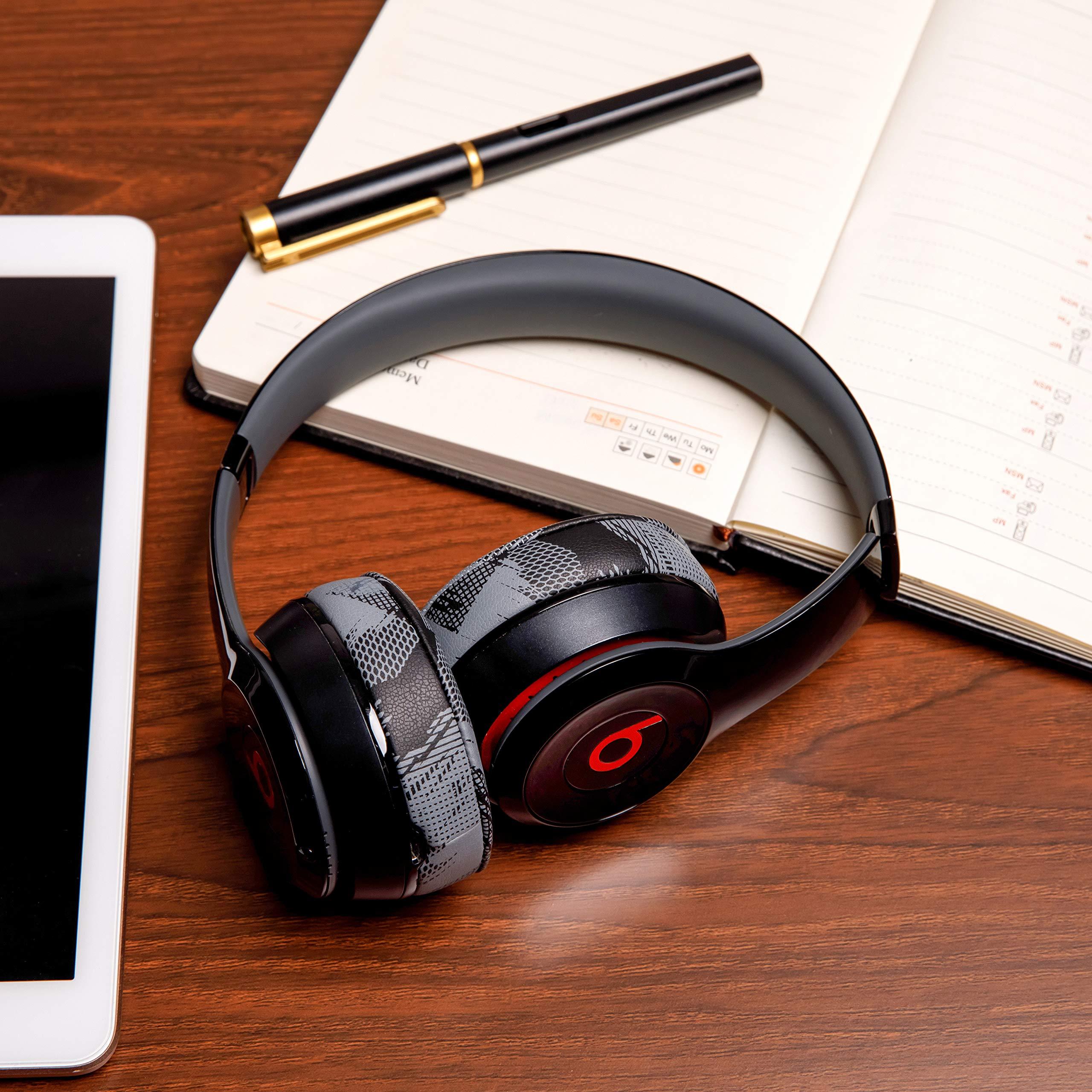 WC WC Extra Thick Replacement Earpads for Beats Solo 2 & 3 by Wicked Cushions - Ear Pads for Beats Solo 2 & 3 Wireless ON-Ear Headphones - Soft Leather, Luxury Memory Foam, Strong Adhesive | Anthracite