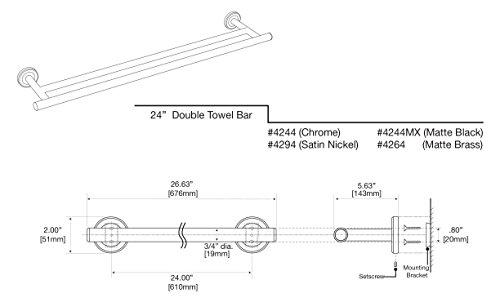 Gatco Gatco 4244MX Latitude II 24" Double Towel Bar, Matte Black