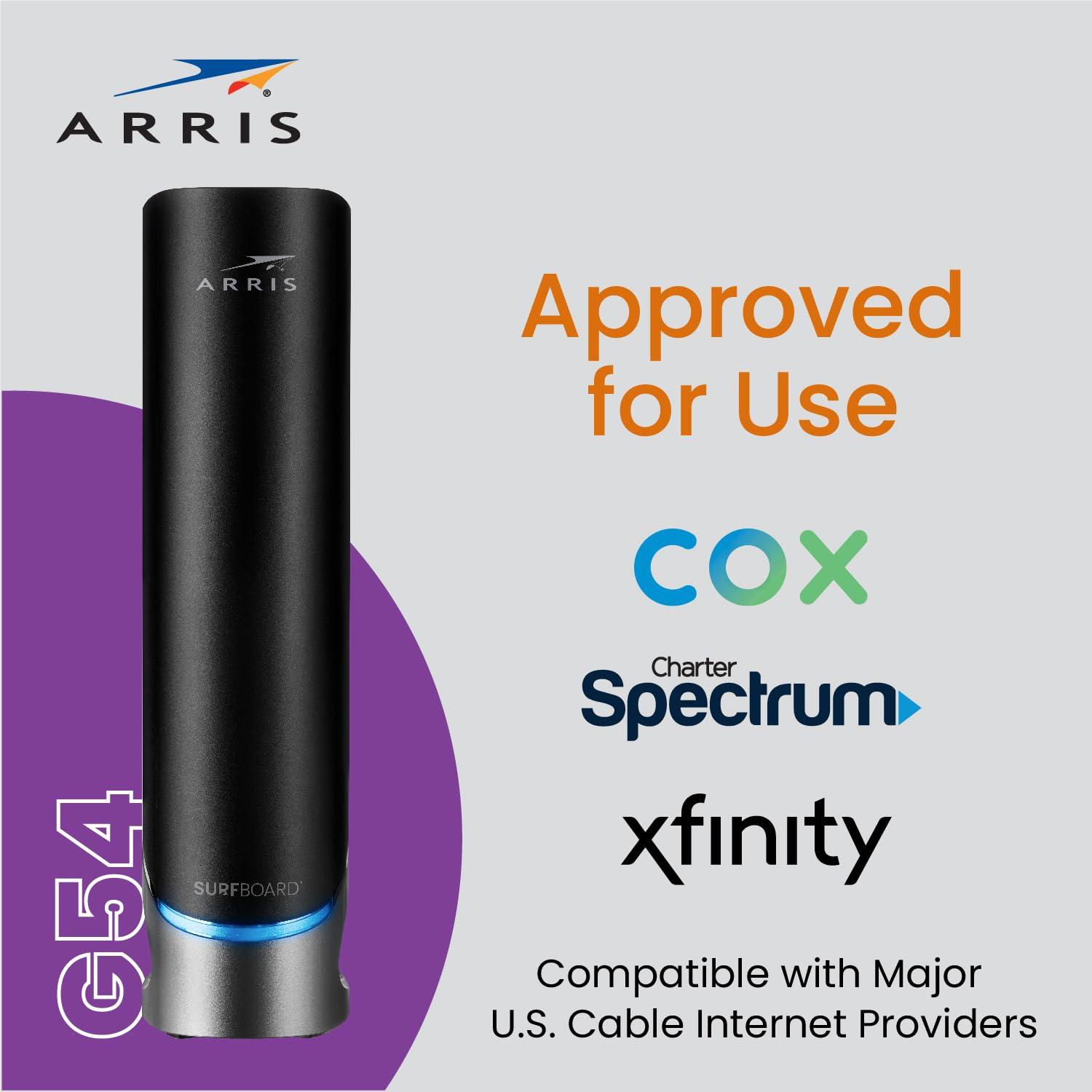 ARRIS ARRIS (G54) - Cable Modem Router Combo - Fast DOCSIS 3.1 Multi-Gigabit & BE 18000 WiFi 7 Router Comcast Xfinity, Cox, Spectrum Quad-Band 1, Up to 18 Gbps Max Speed