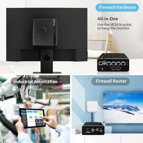 Glovary Glovary Firewall Appliance Dual 10GbE SFP+ U300E, 4 x i226V 2.5GbE LAN Mini PC Router, DDR5 16GB RAM 256GB NVMe SSD, Micro Router Computer, 10Gbit TypeC Port, Windows 11 Pro, OPNsense